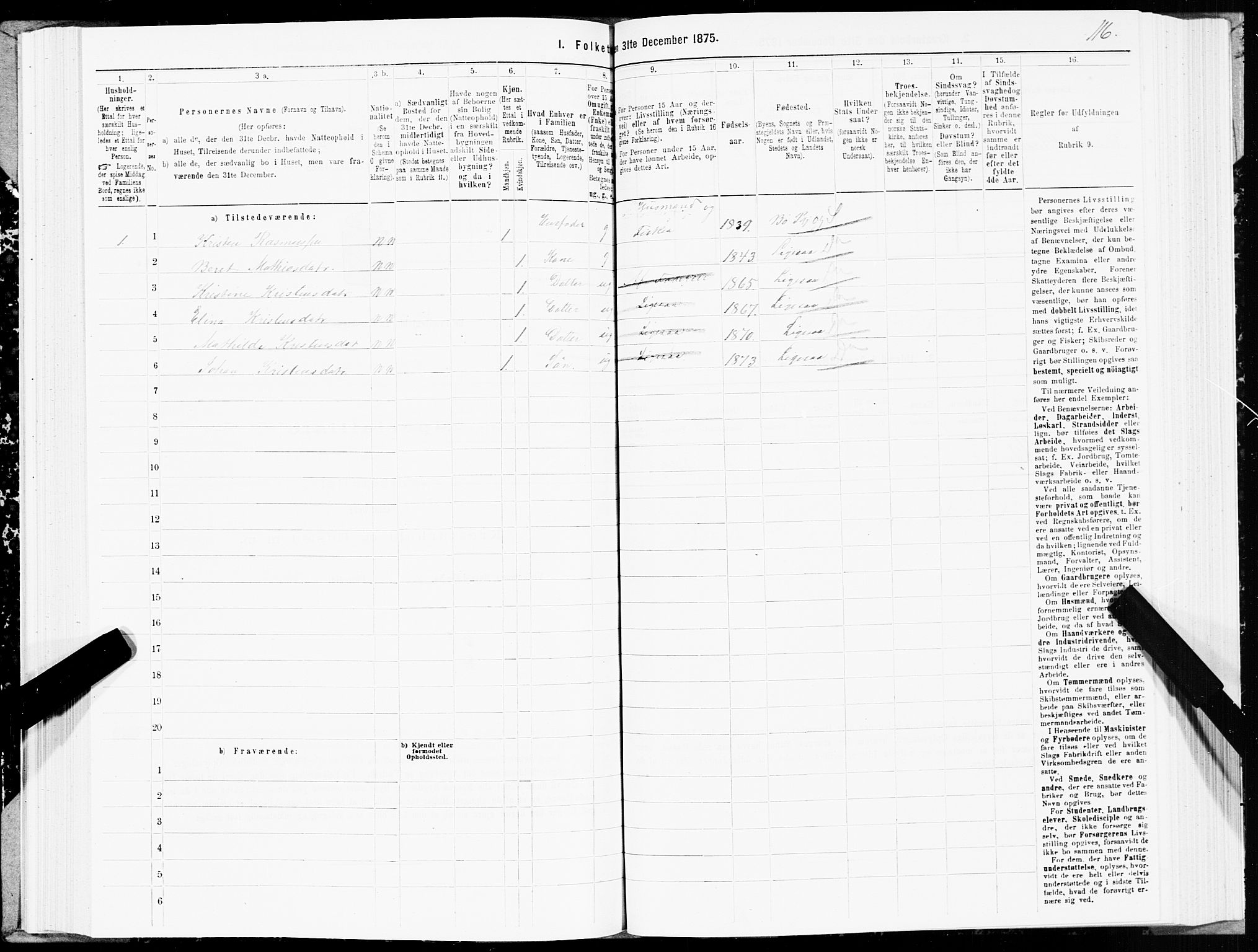 SAT, 1875 census for 1867P Bø, 1875, p. 1116