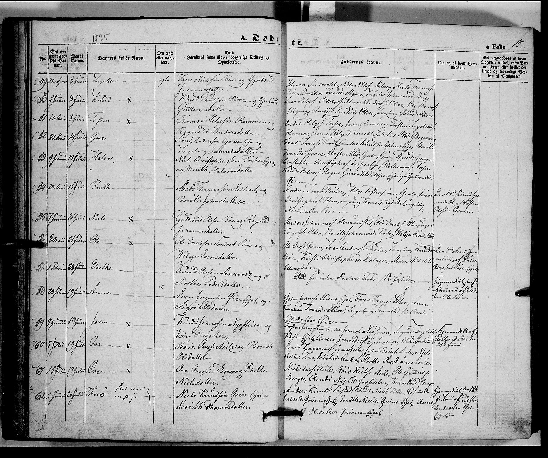 Vang prestekontor, Valdres, SAH/PREST-140/H/Ha/L0005: Parish register (official) no. 5, 1831-1845, p. 15