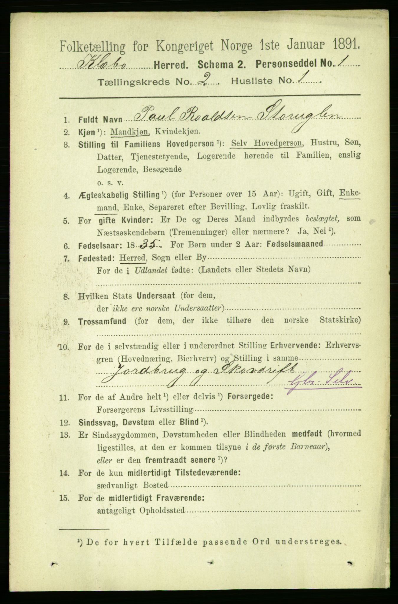 RA, 1891 census for 1662 Klæbu, 1891, p. 217