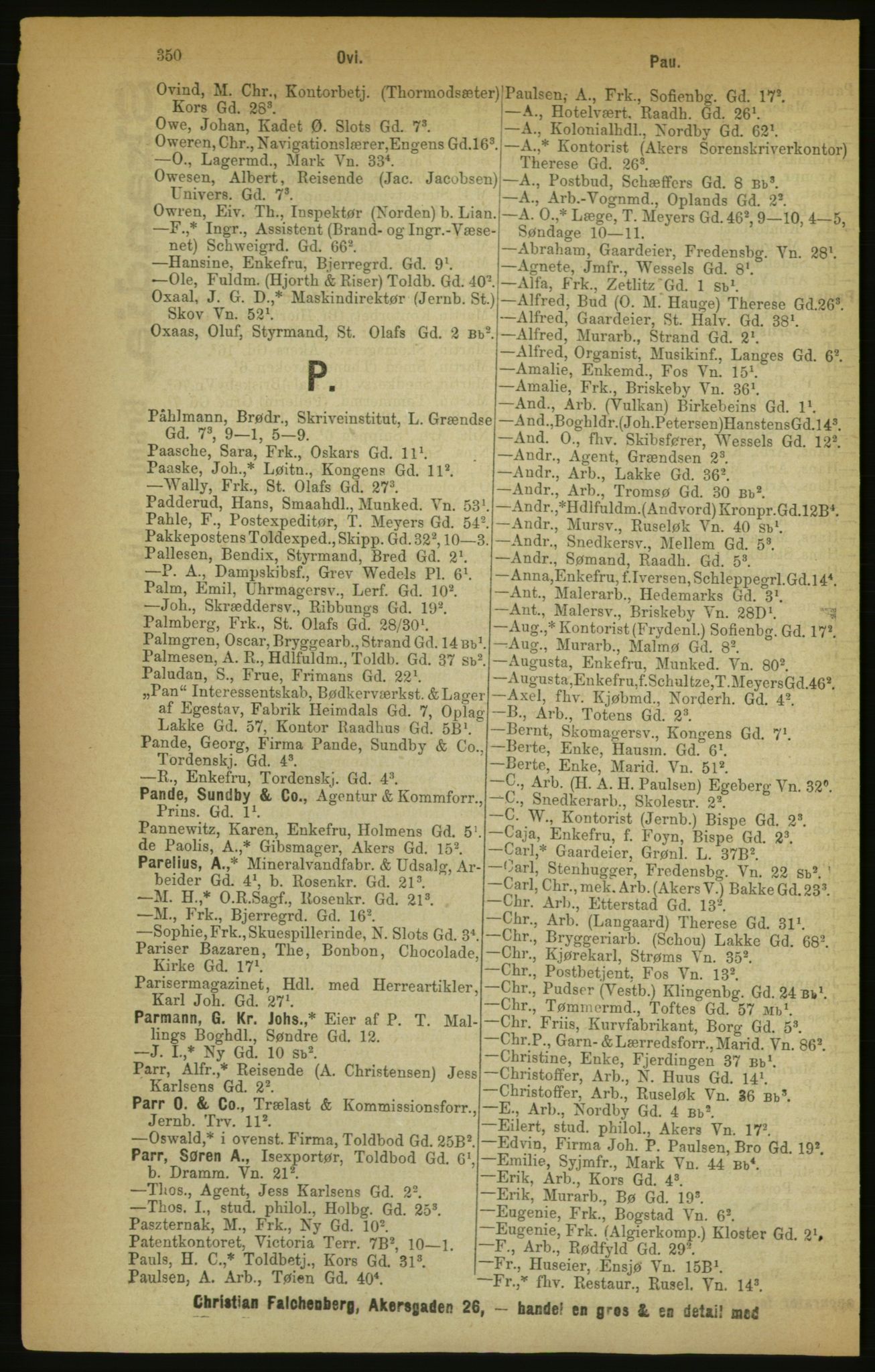 Kristiania/Oslo adressebok, PUBL/-, 1888, p. 350
