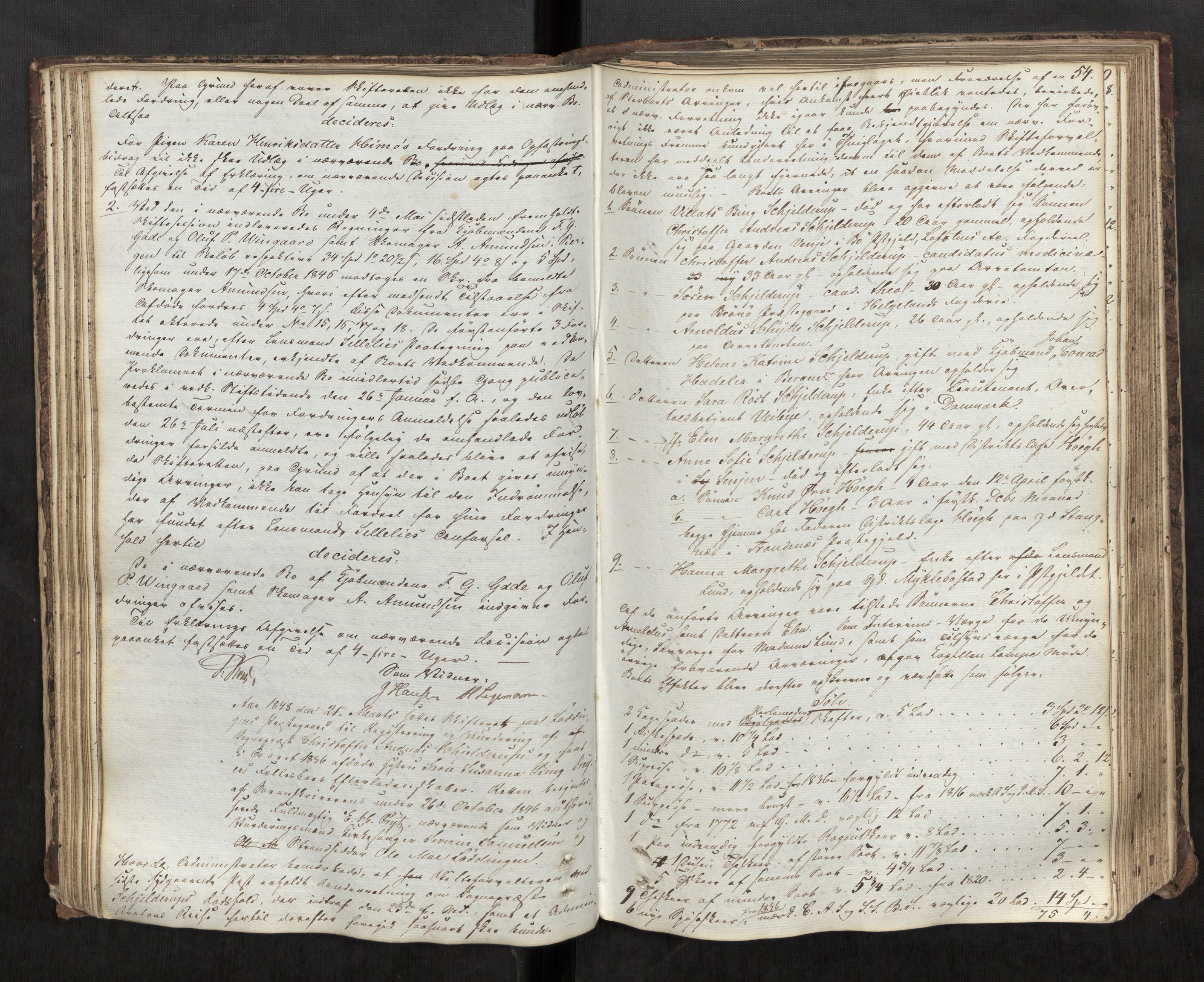 Salten sorenskriveri, AV/SAT-A-4578/1/3/3B/L0004: Skiftebehandlingsprotokoll, 1846-1851, p. 54