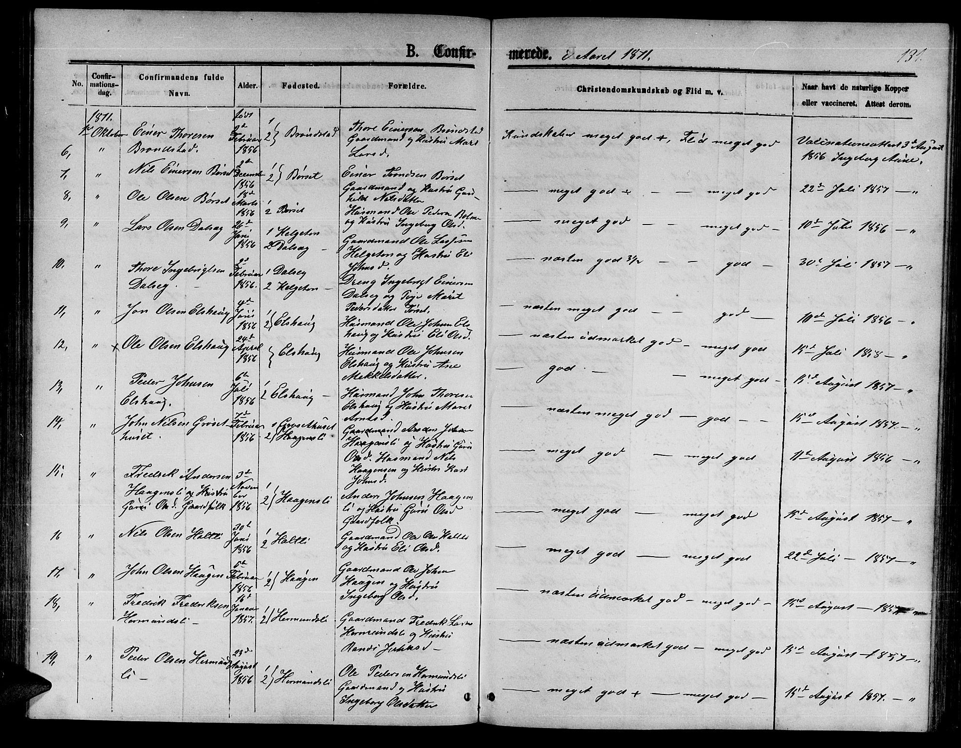 Ministerialprotokoller, klokkerbøker og fødselsregistre - Møre og Romsdal, AV/SAT-A-1454/598/L1076: Parish register (copy) no. 598C01, 1867-1878, p. 131