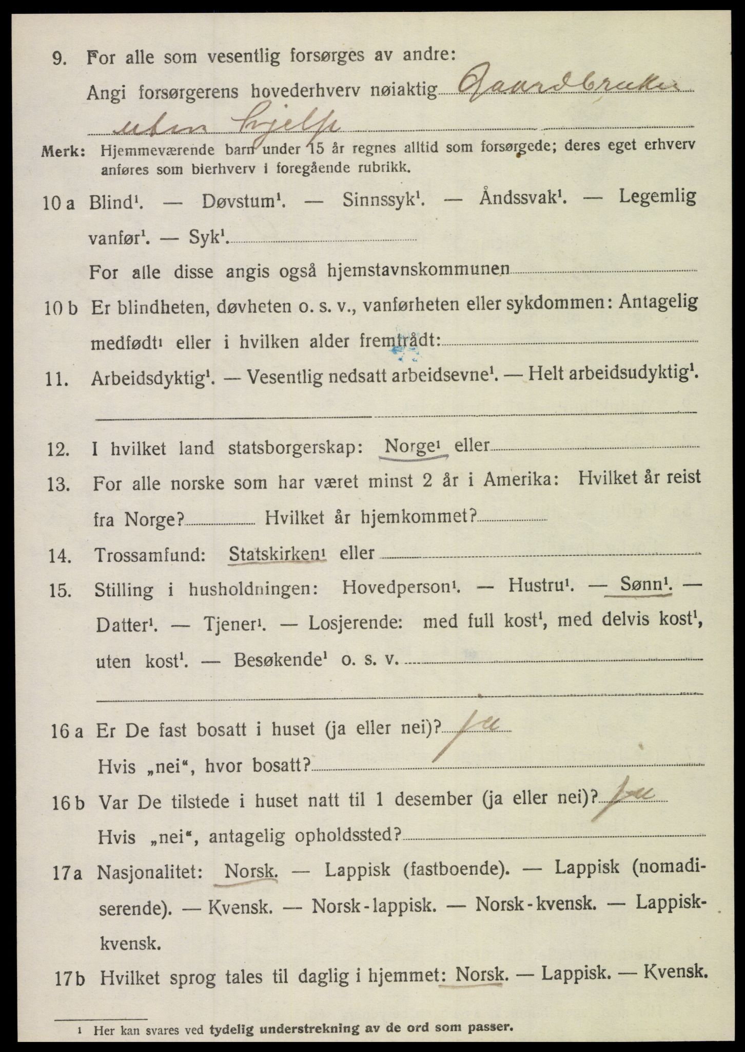 SAT, 1920 census for Sørfold, 1920, p. 6786