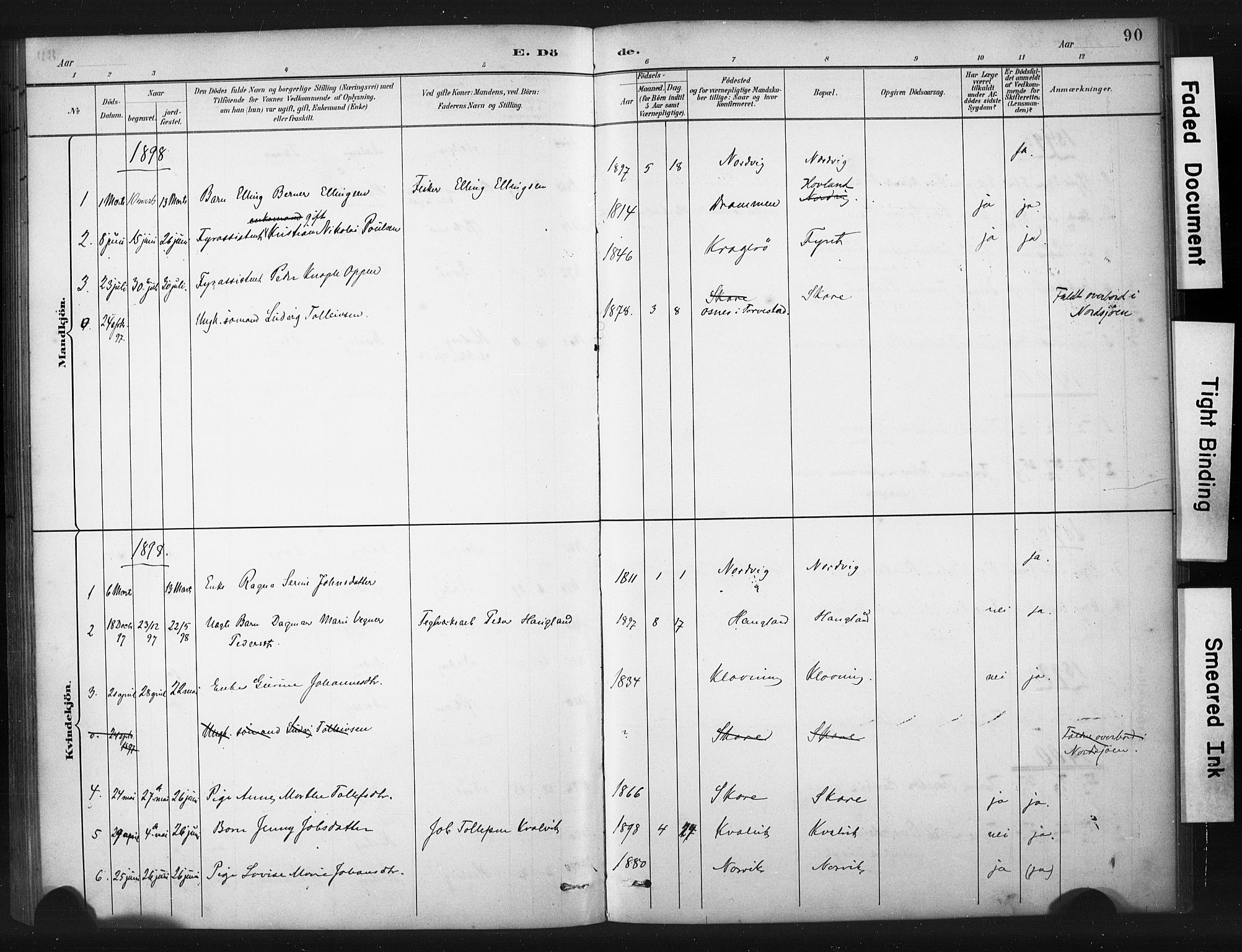 Torvastad sokneprestkontor, AV/SAST-A -101857/H/Ha/Haa/L0016: Parish register (official) no. A 15, 1883-1903, p. 90