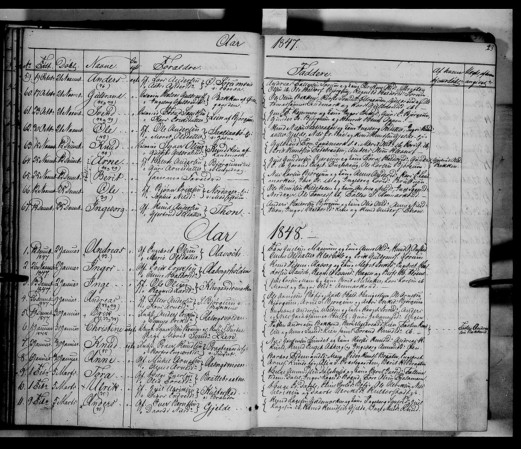 Nord-Aurdal prestekontor, SAH/PREST-132/H/Ha/Haa/L0004: Parish register (official) no. 4, 1842-1863, p. 23