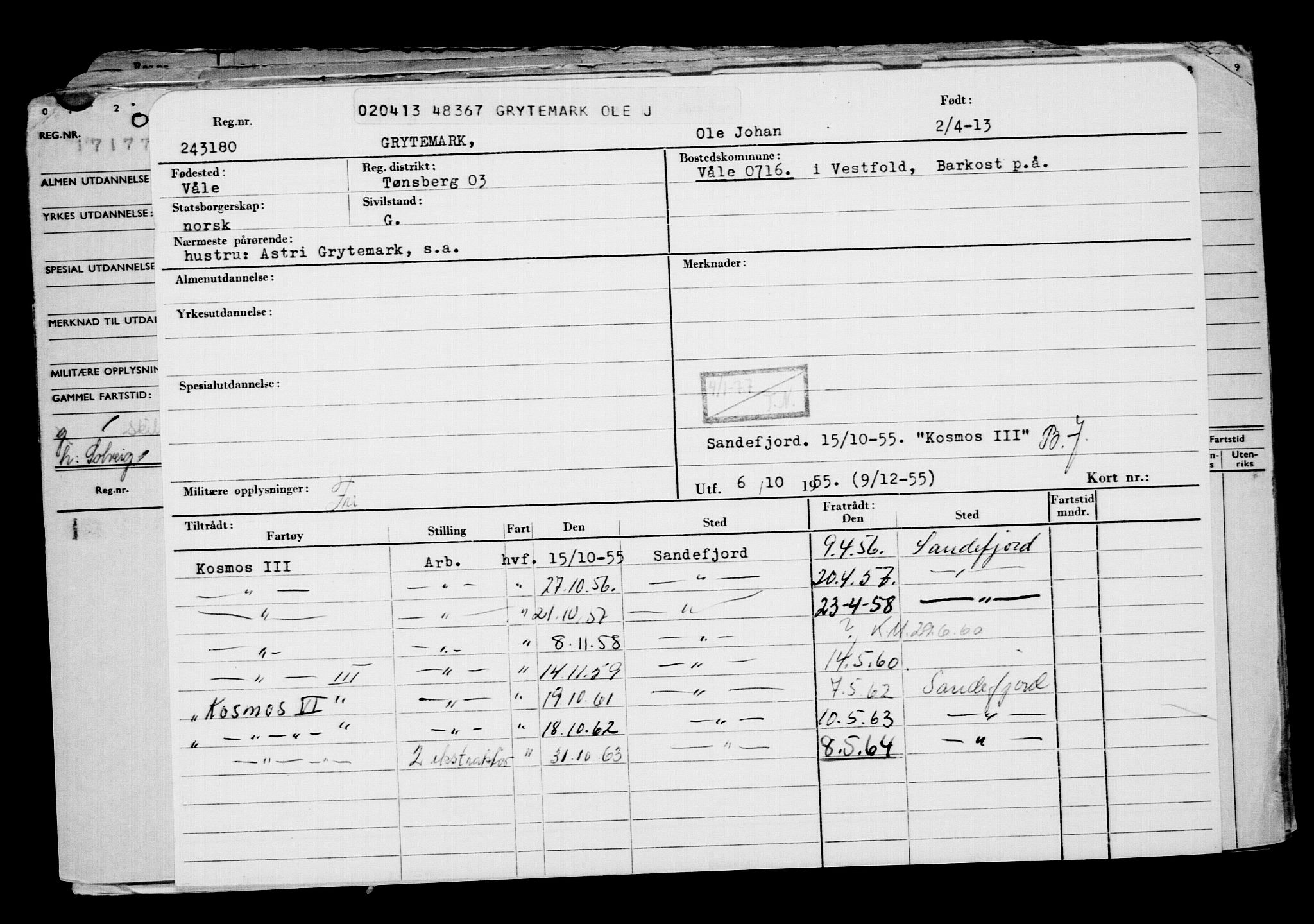 Direktoratet for sjømenn, AV/RA-S-3545/G/Gb/L0111: Hovedkort, 1913, p. 572