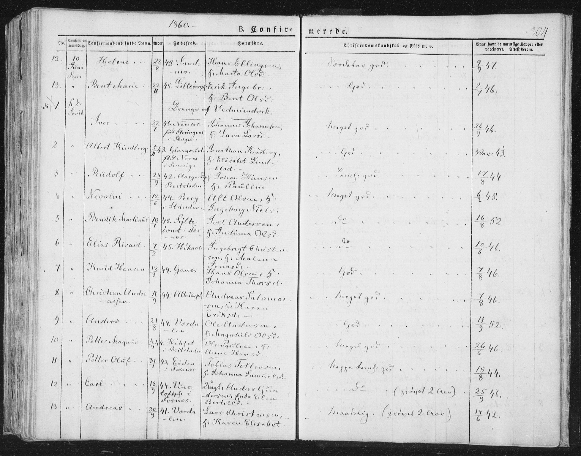 Ministerialprotokoller, klokkerbøker og fødselsregistre - Nord-Trøndelag, AV/SAT-A-1458/764/L0551: Parish register (official) no. 764A07a, 1824-1864, p. 304