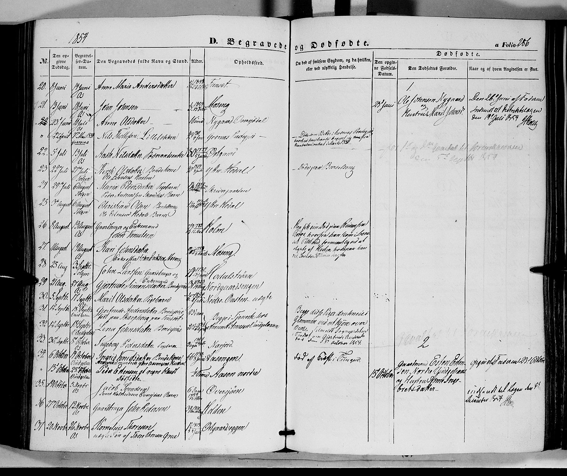 Tolga prestekontor, SAH/PREST-062/K/L0006: Parish register (official) no. 6, 1852-1876, p. 286