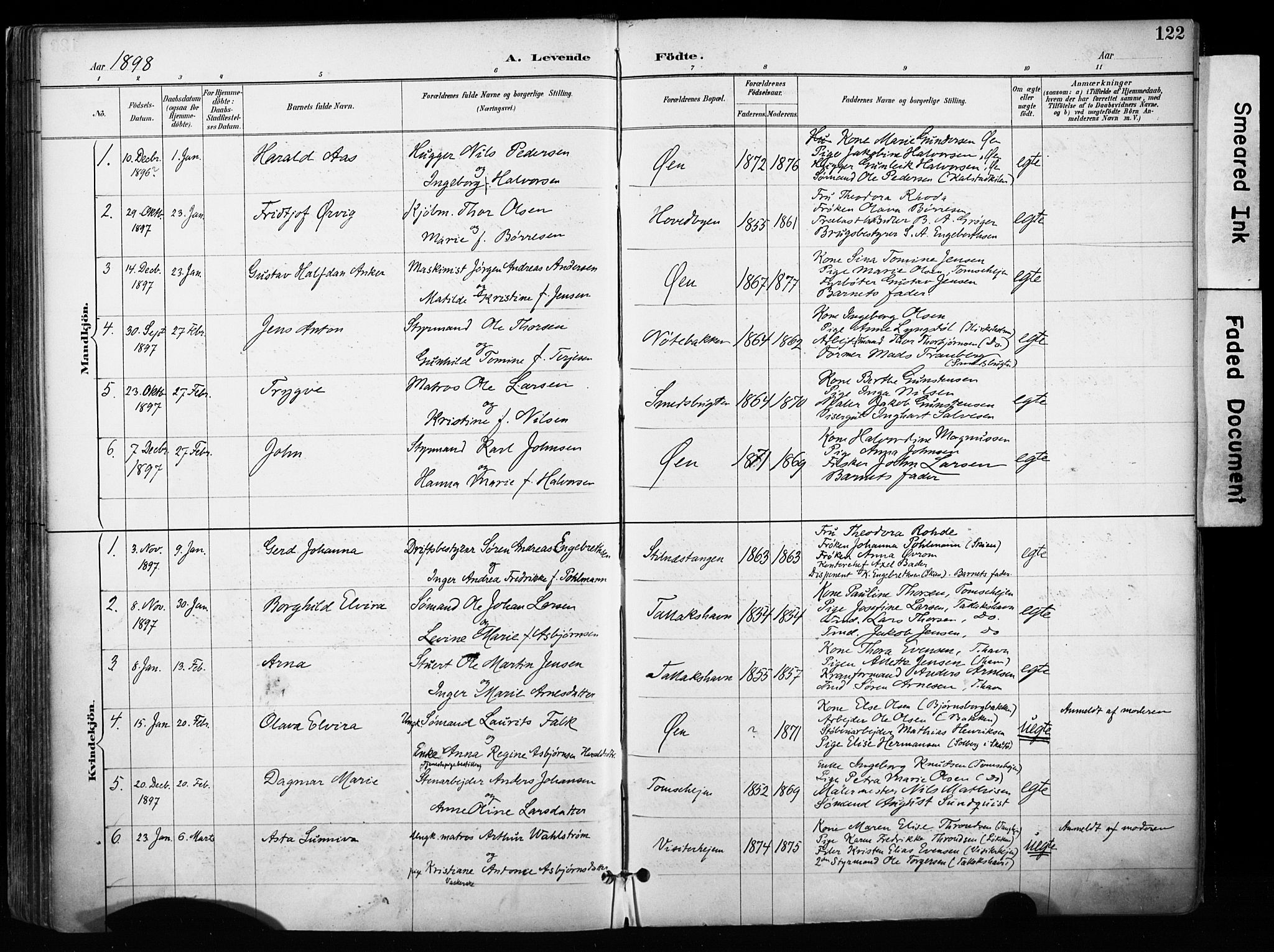 Kragerø kirkebøker, SAKO/A-278/F/Fa/L0013: Parish register (official) no. 13, 1887-1915, p. 122