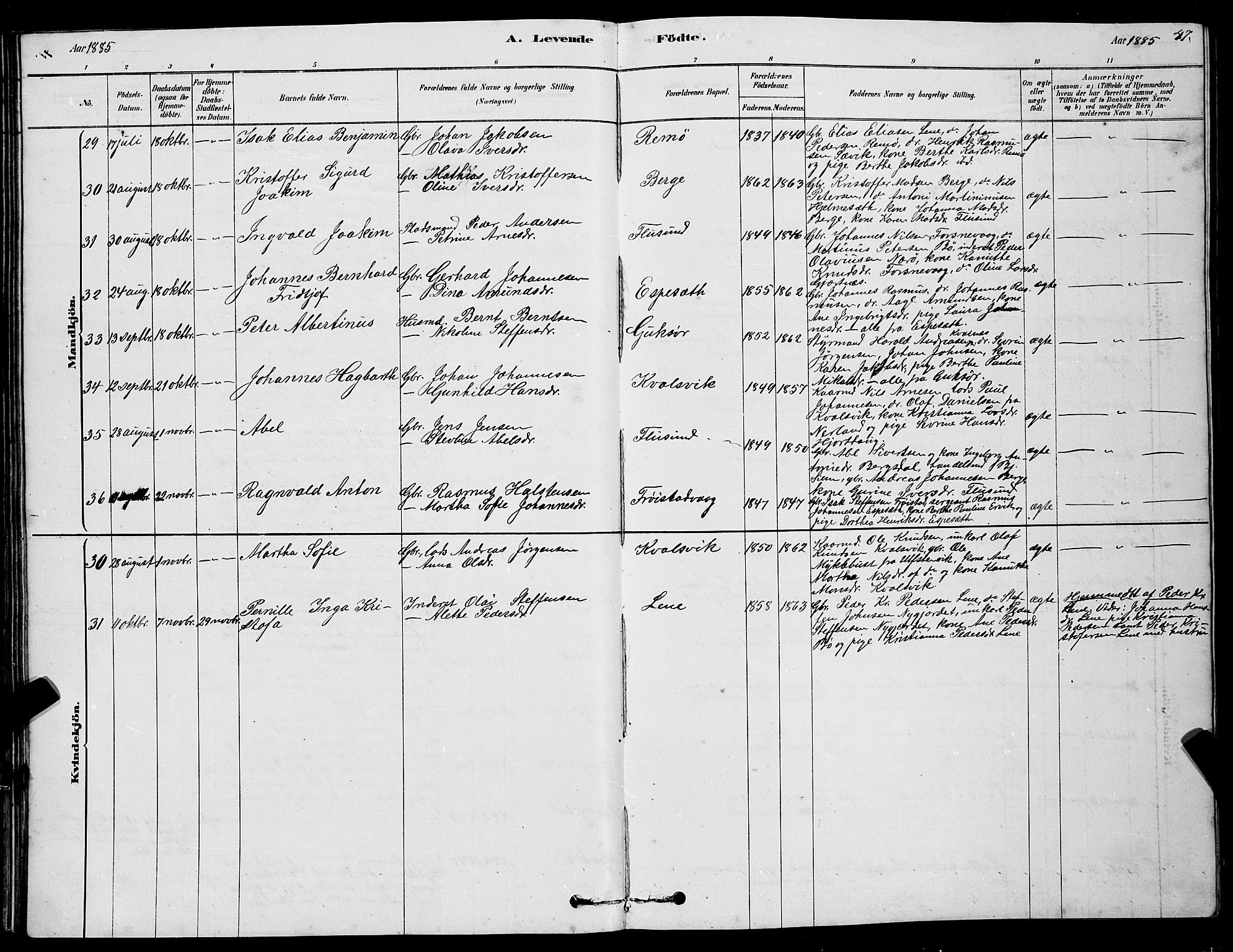 Ministerialprotokoller, klokkerbøker og fødselsregistre - Møre og Romsdal, AV/SAT-A-1454/507/L0081: Parish register (copy) no. 507C04, 1878-1898, p. 47