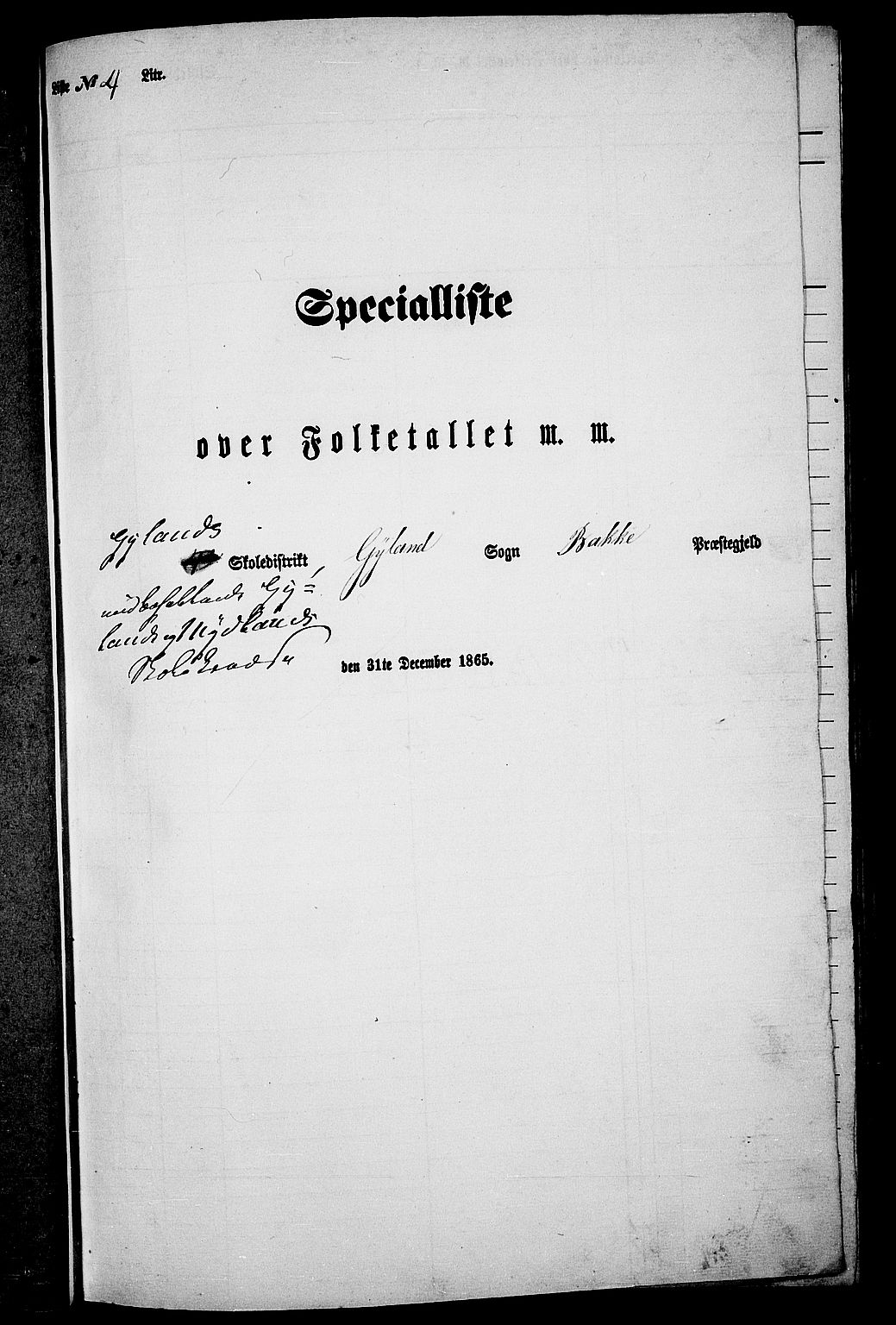 RA, 1865 census for Bakke, 1865, p. 38