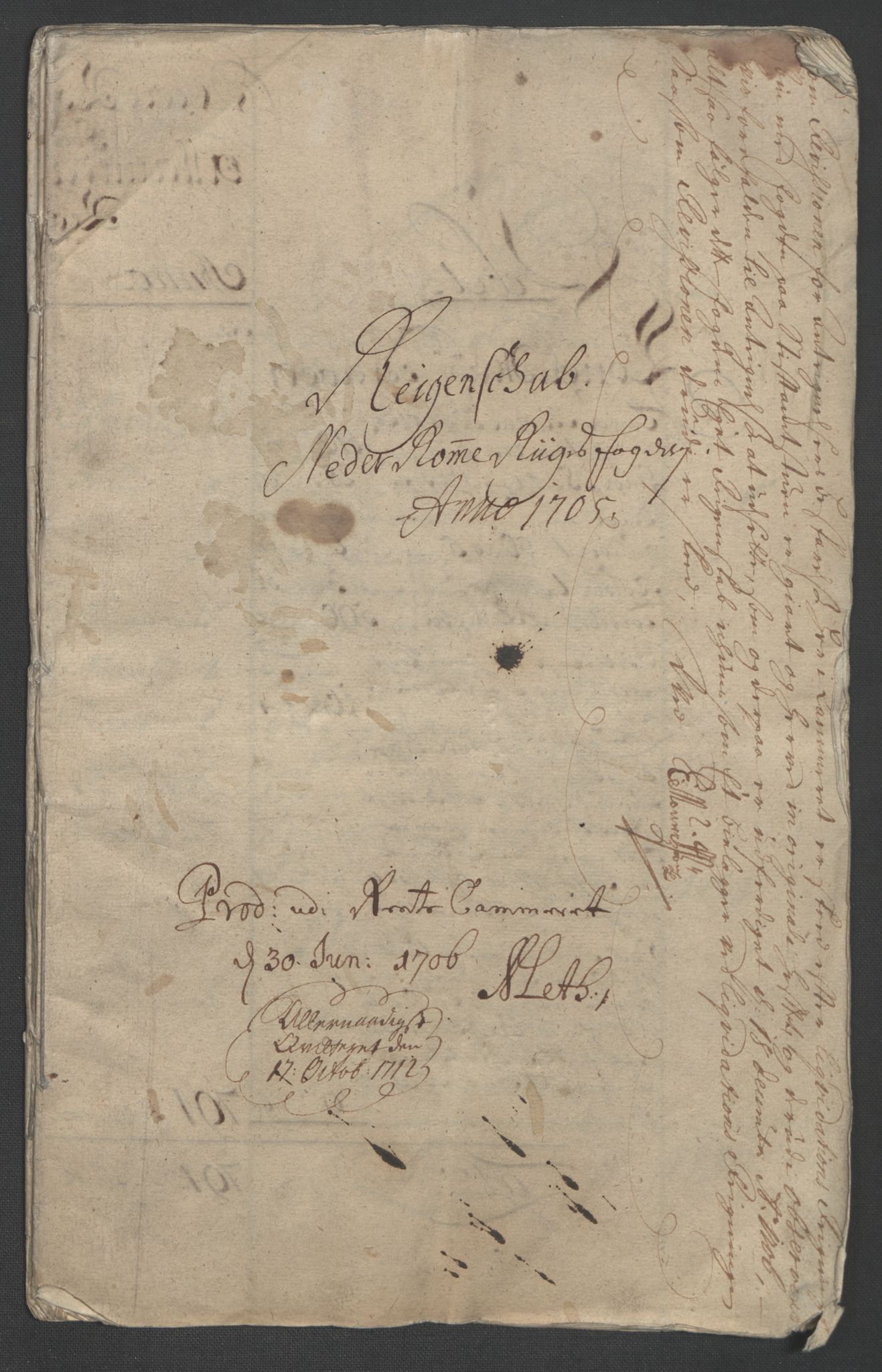Rentekammeret inntil 1814, Reviderte regnskaper, Fogderegnskap, RA/EA-4092/R11/L0589: Fogderegnskap Nedre Romerike, 1705, p. 3