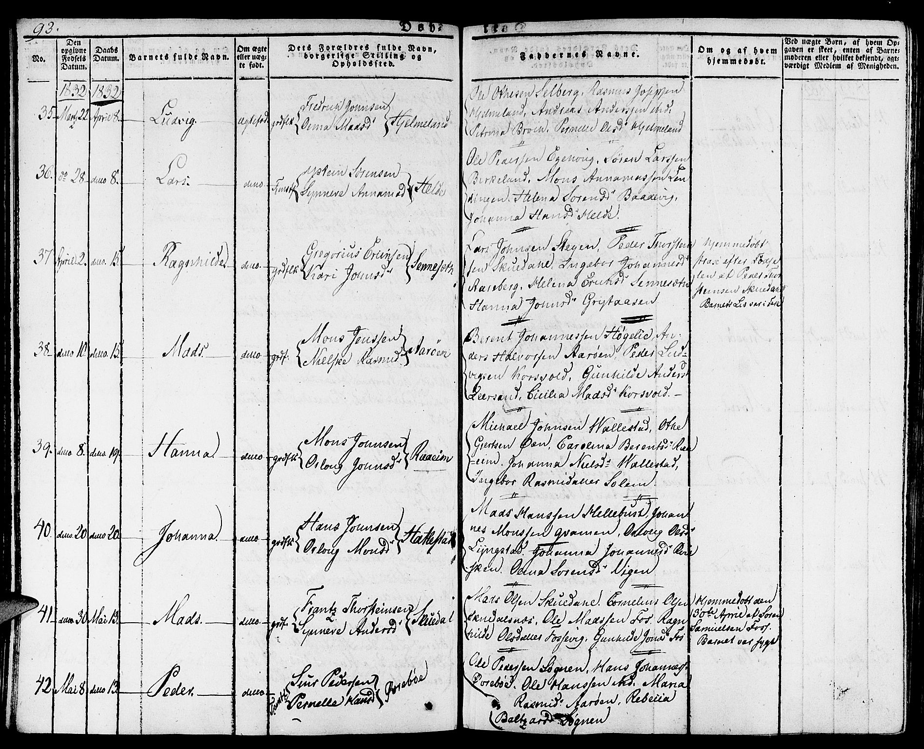 Gaular sokneprestembete, SAB/A-80001/H/Haa: Parish register (official) no. A 3, 1821-1840, p. 93