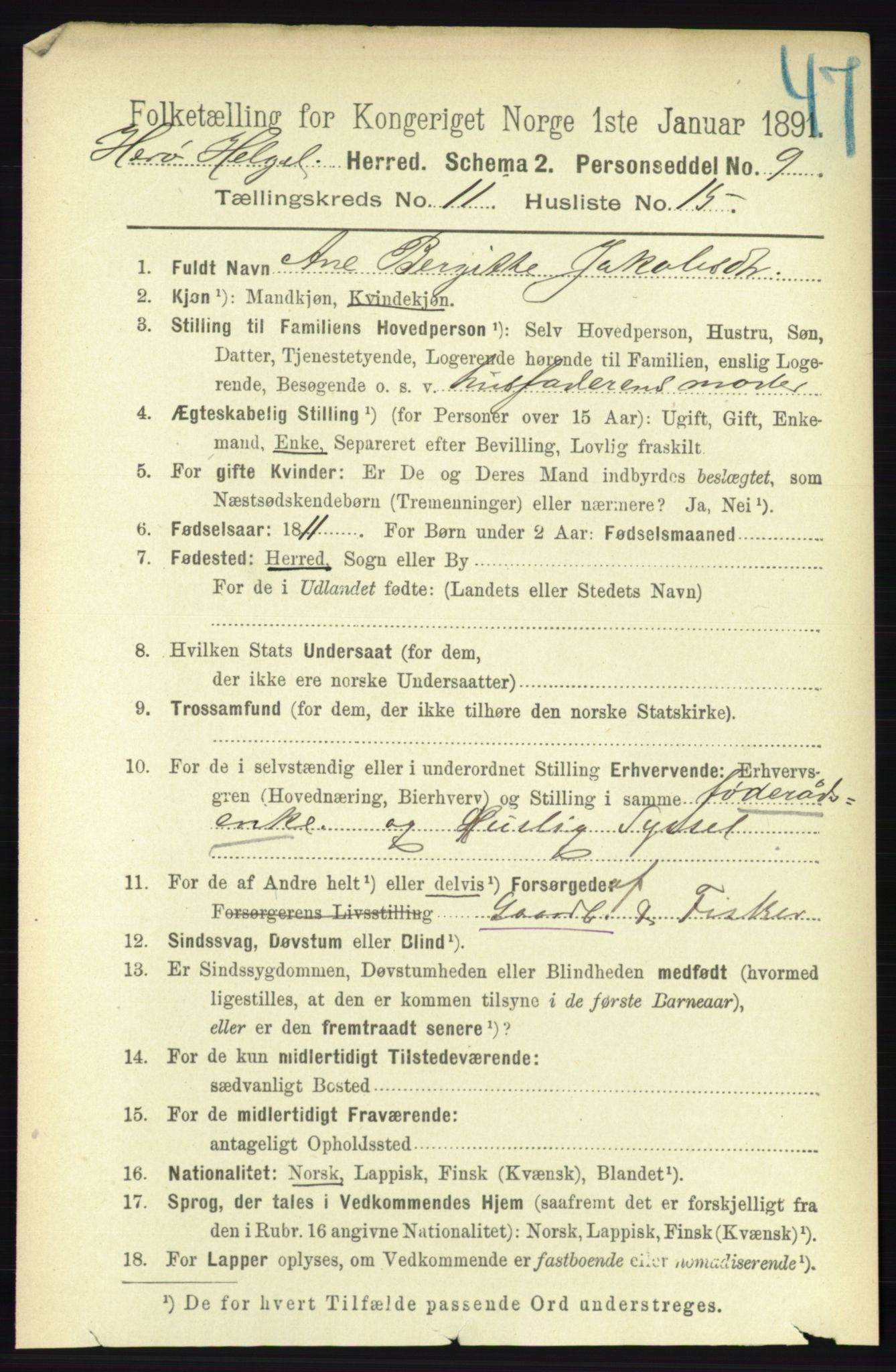 RA, 1891 census for 1818 Herøy, 1891, p. 4447