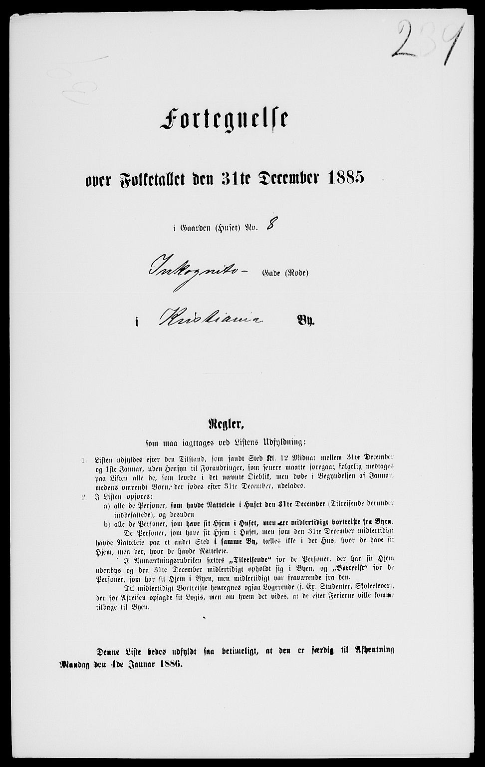 RA, 1885 census for 0301 Kristiania, 1885, p. 2969