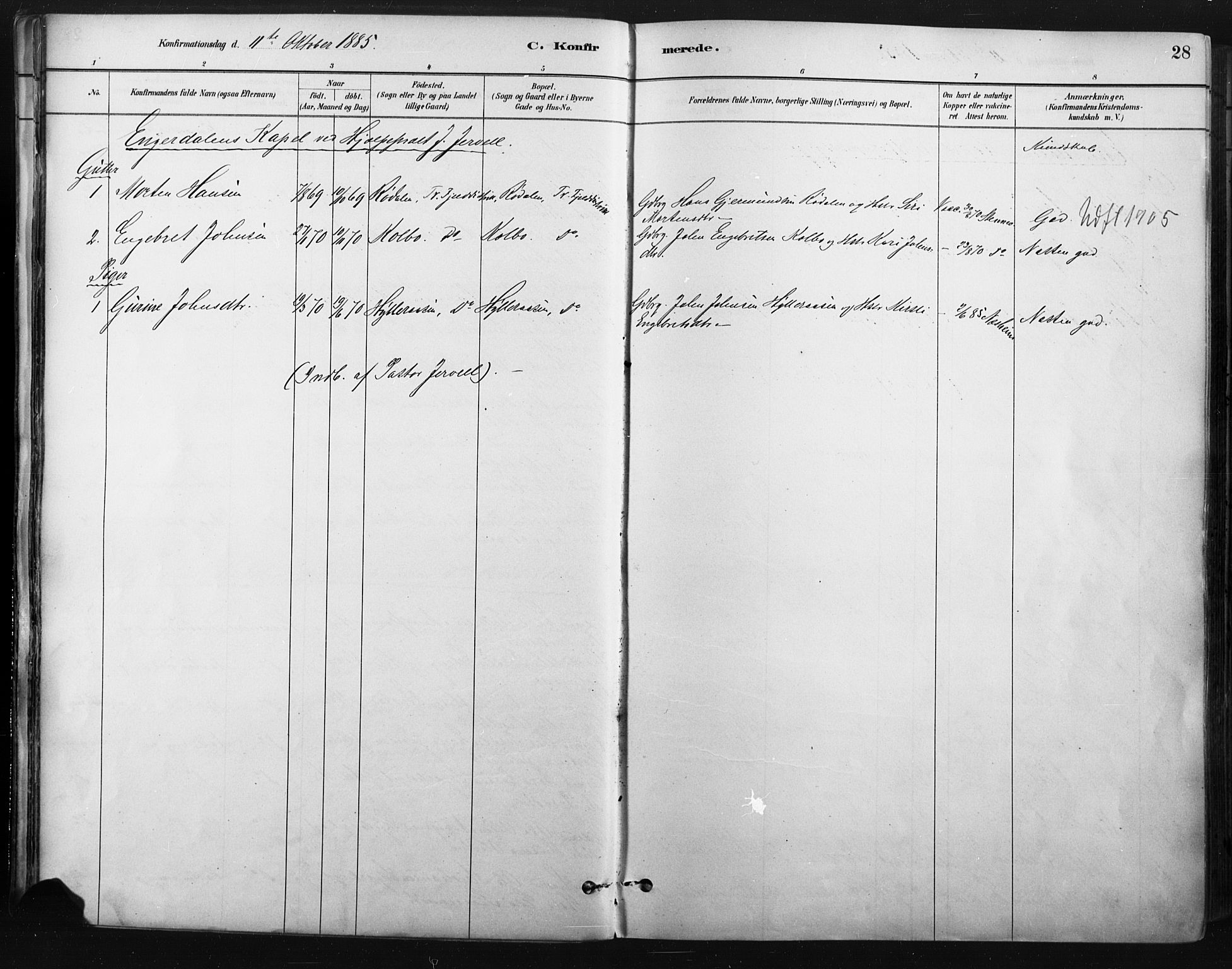 Trysil prestekontor, SAH/PREST-046/H/Ha/Haa/L0009: Parish register (official) no. 9, 1881-1897, p. 28