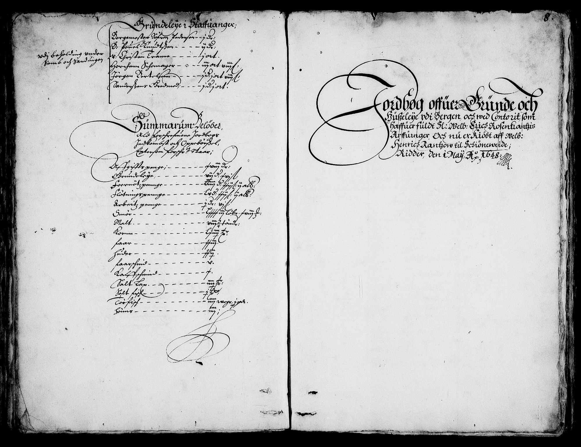 Rentekammeret inntil 1814, Realistisk ordnet avdeling, AV/RA-EA-4070/On/L0001/0002: Statens gods / [Jj 2]: Jordebok og forklaring over atkomstene til Hannibal Sehesteds gods, 1651, p. 1007b-1008a