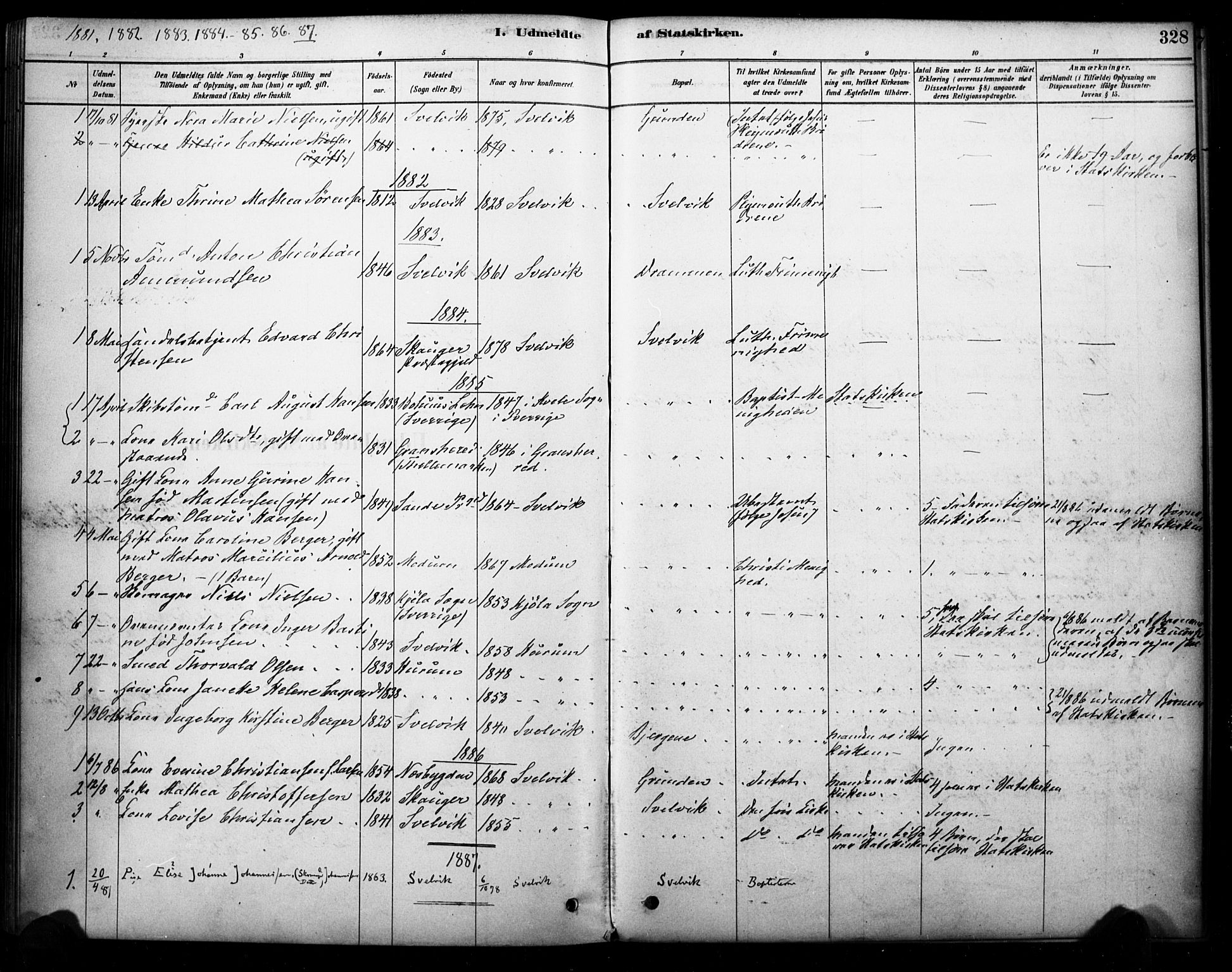Strømm kirkebøker, SAKO/A-322/F/Fb/L0001: Parish register (official) no. II 1, 1878-1899, p. 328