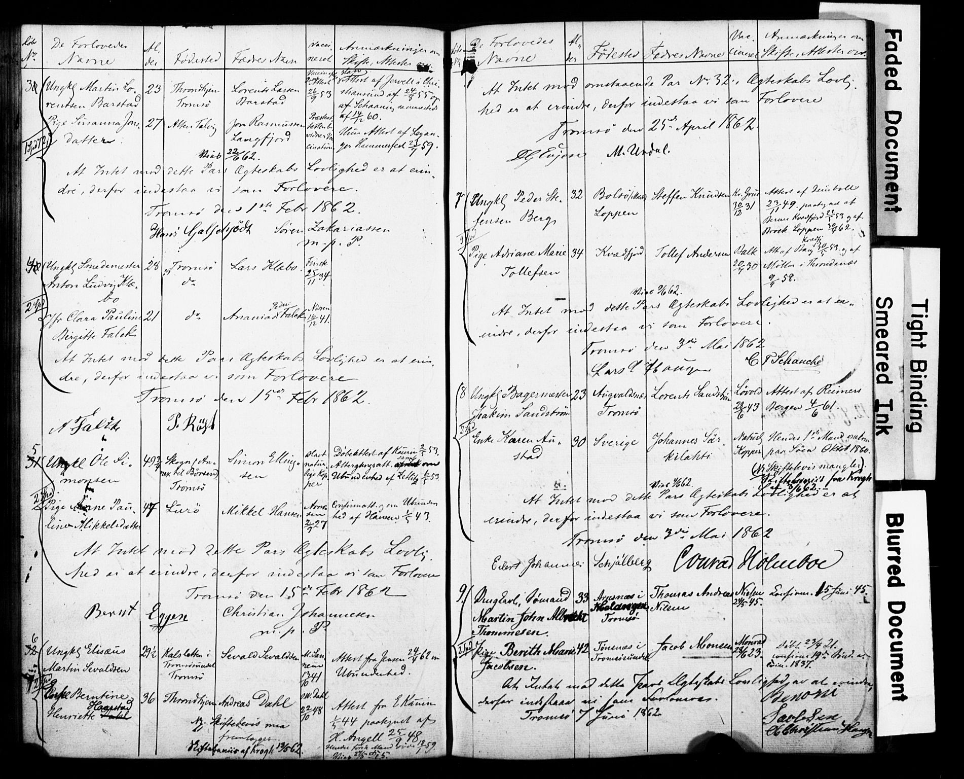 Tromsø sokneprestkontor/stiftsprosti/domprosti, AV/SATØ-S-1343/H/Hc/L0097: Banns register no. 97, 1851-1872