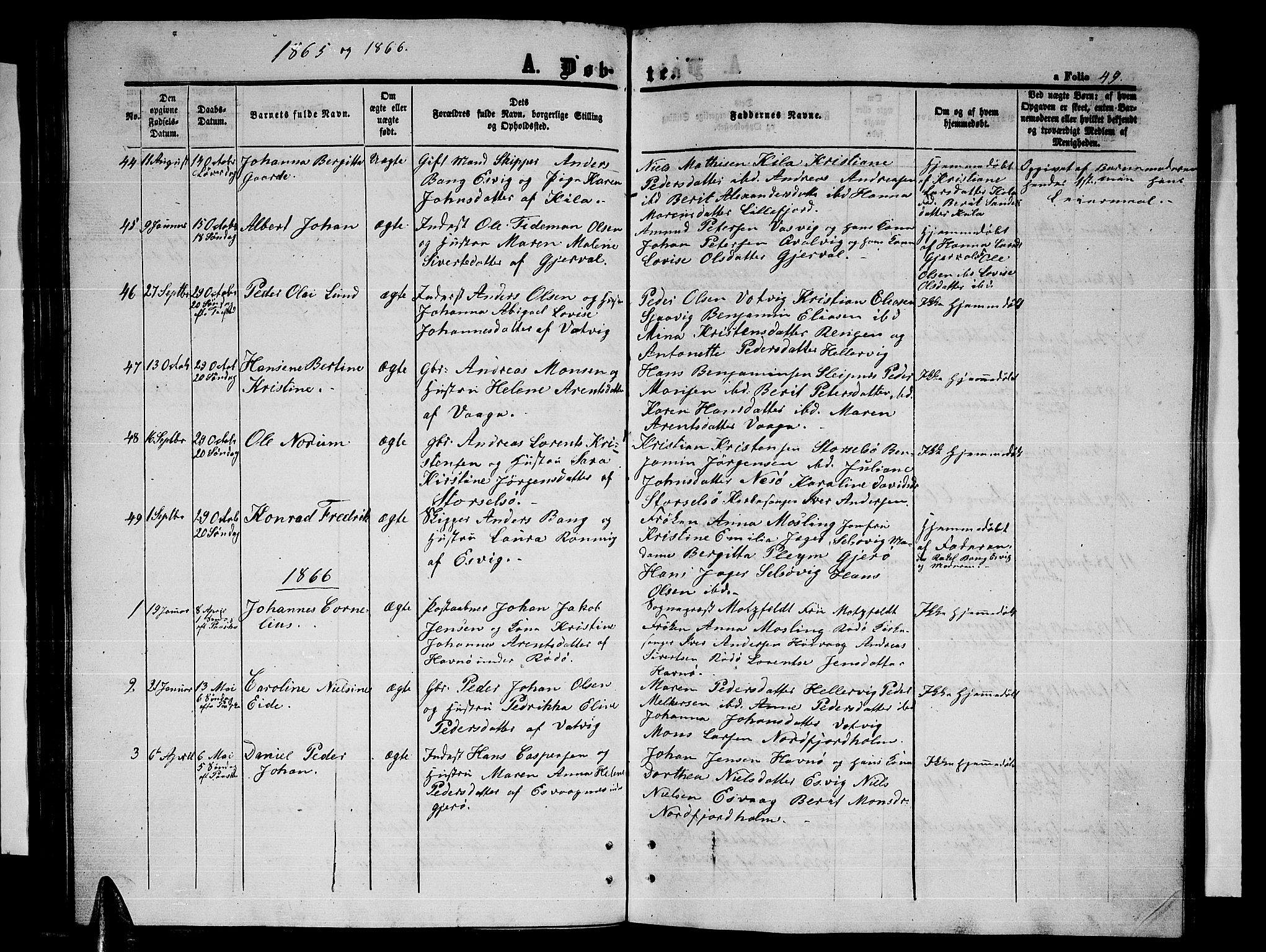 Ministerialprotokoller, klokkerbøker og fødselsregistre - Nordland, AV/SAT-A-1459/841/L0619: Parish register (copy) no. 841C03, 1856-1876, p. 49