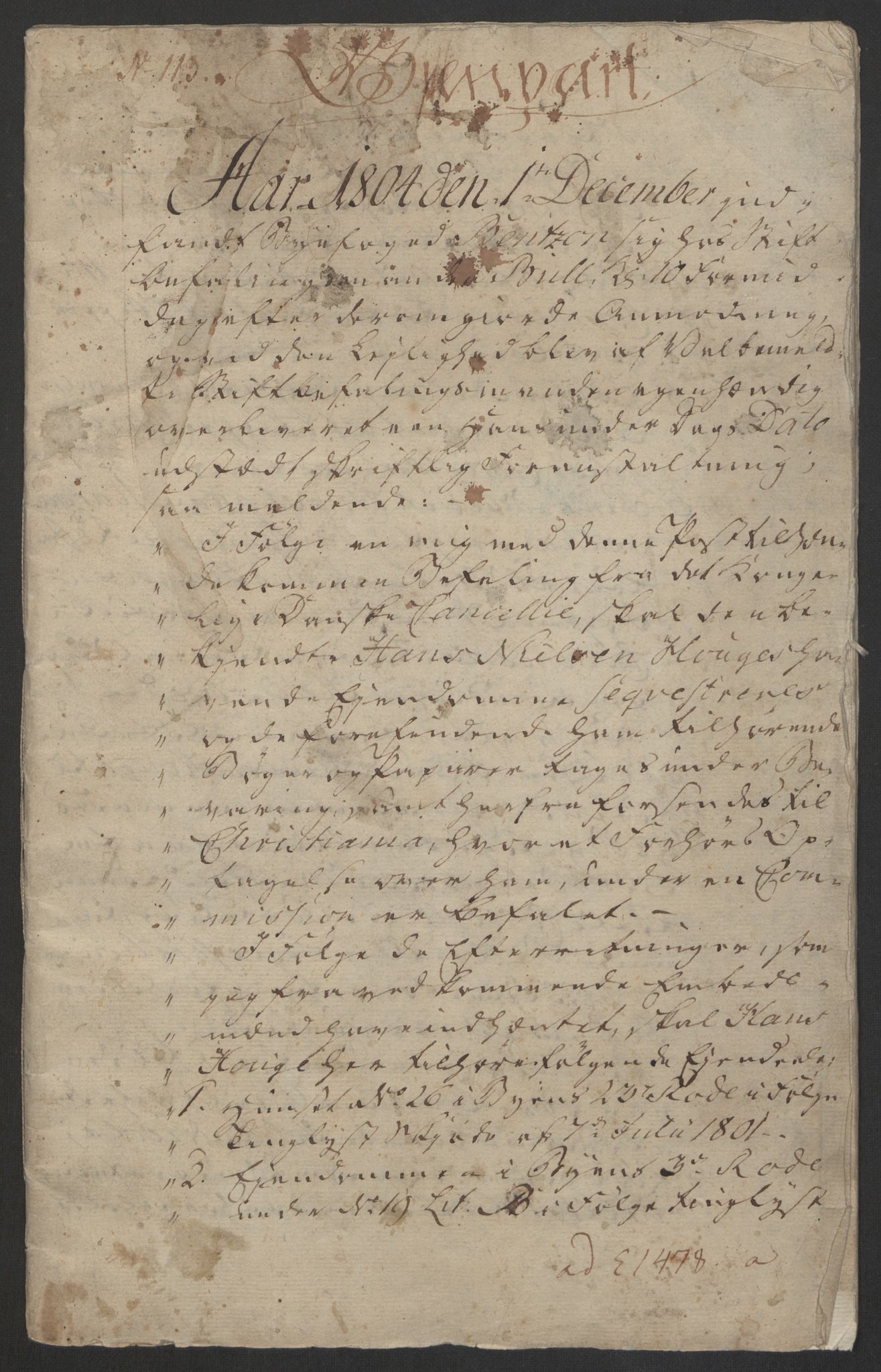 Justisdepartementet, Kommisjon i saken mot Hans Nielsen Hauge 1804, AV/RA-S-1151/D/L0003: Hans Nielsen Hauges sak, 1813, p. 15