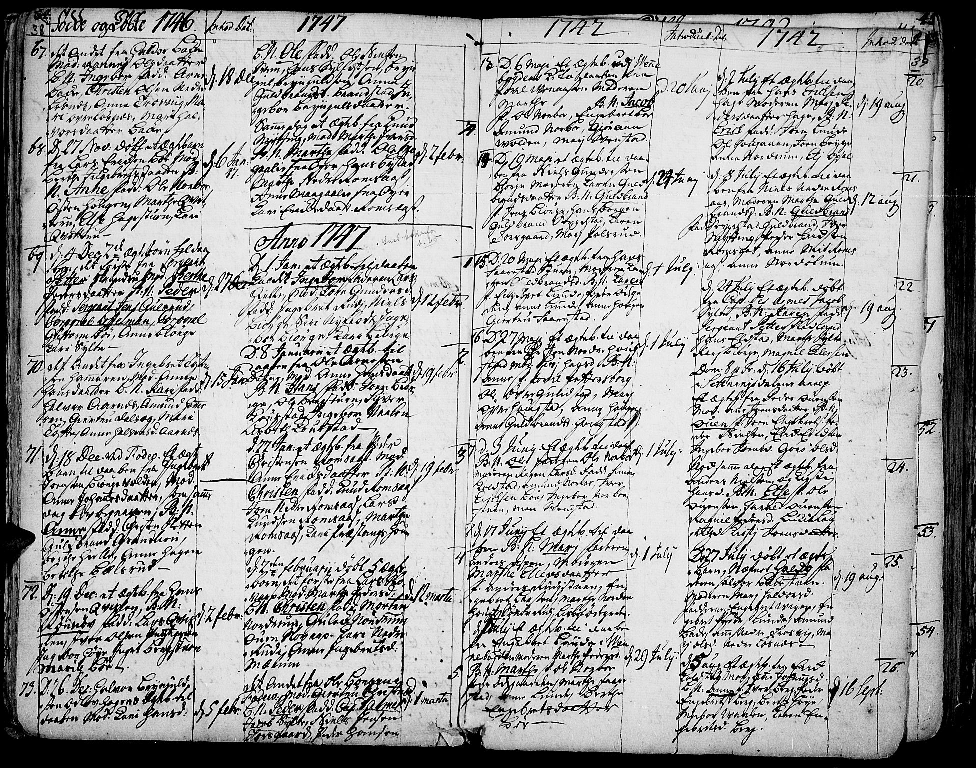 Ringebu prestekontor, AV/SAH-PREST-082/H/Ha/Haa/L0002: Parish register (official) no. 2, 1734-1780, p. 38-39