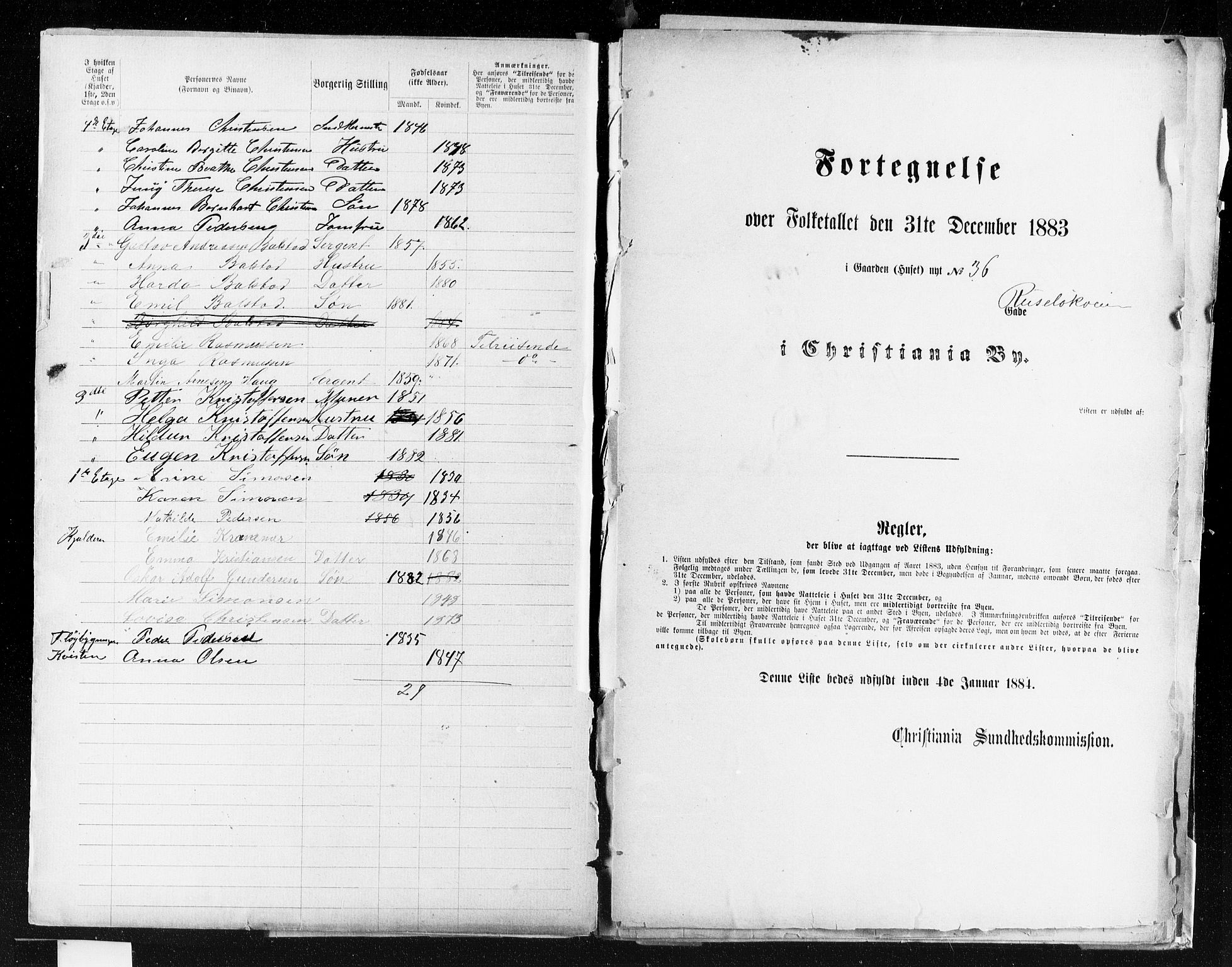 OBA, Municipal Census 1883 for Kristiania, 1883, p. 3616
