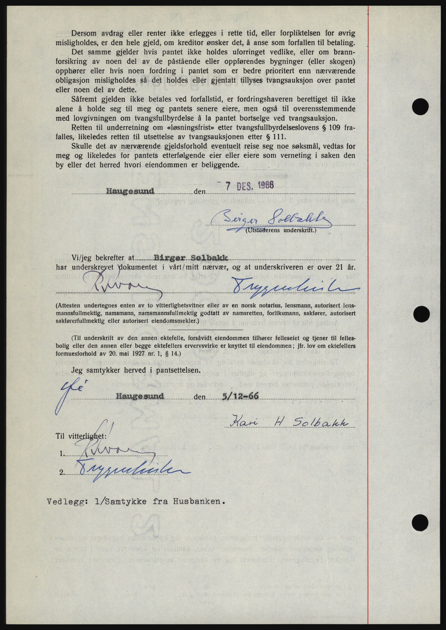 Haugesund tingrett, SAST/A-101415/01/II/IIC/L0056: Mortgage book no. B 56, 1966-1967, Diary no: : 2675/1966