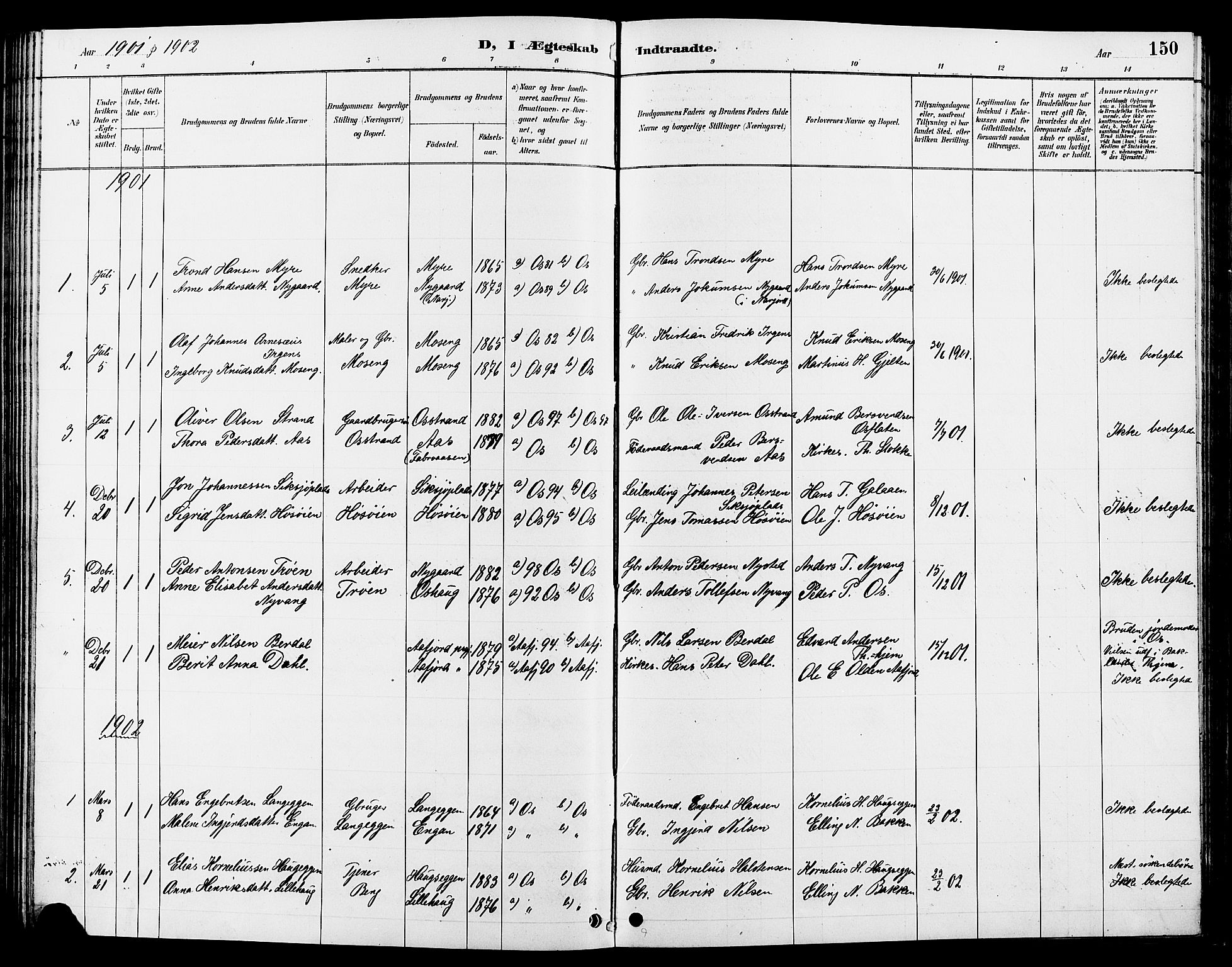 Tolga prestekontor, AV/SAH-PREST-062/L/L0008: Parish register (copy) no. 8, 1887-1912, p. 150