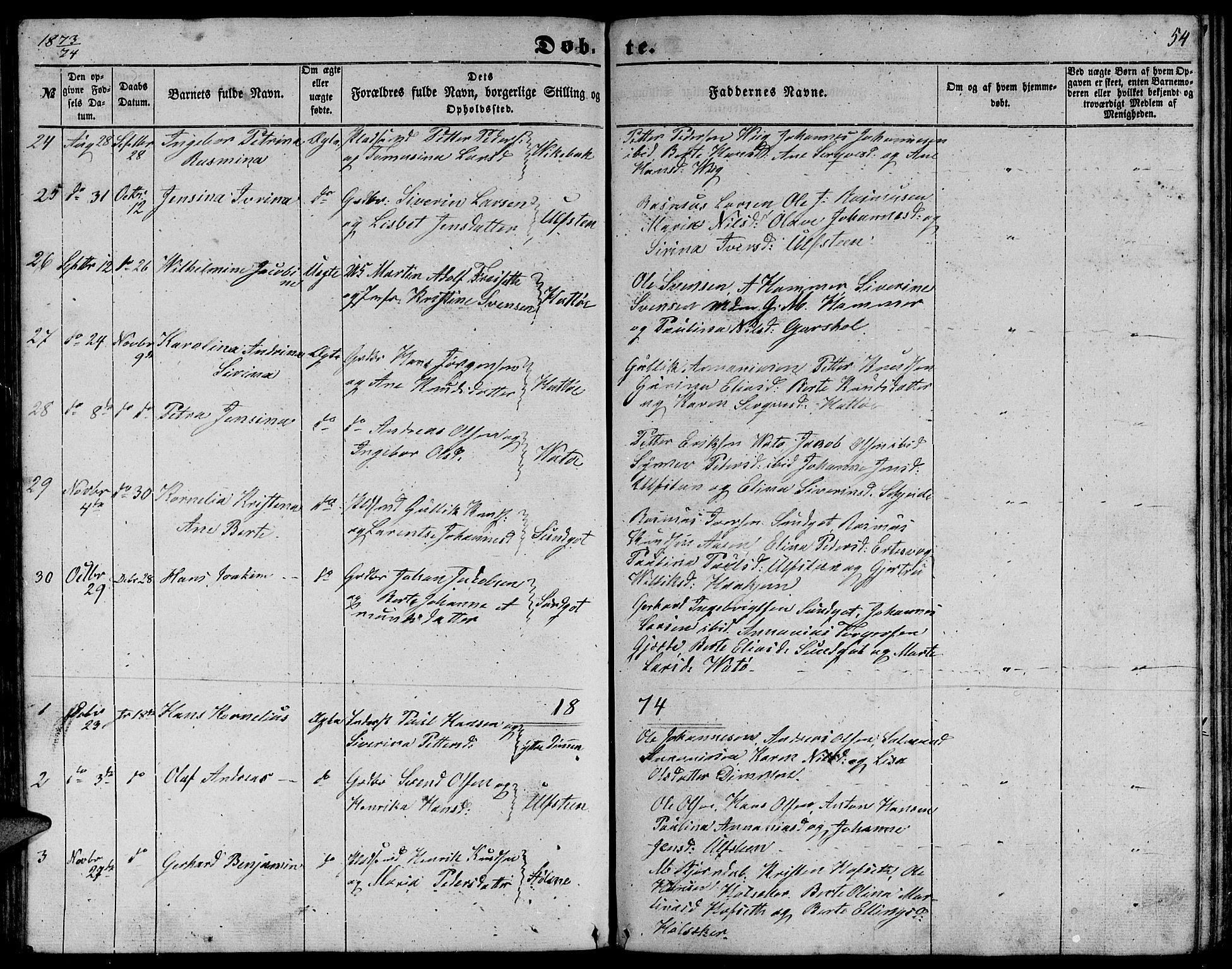 Ministerialprotokoller, klokkerbøker og fødselsregistre - Møre og Romsdal, AV/SAT-A-1454/509/L0111: Parish register (copy) no. 509C01, 1854-1882, p. 54