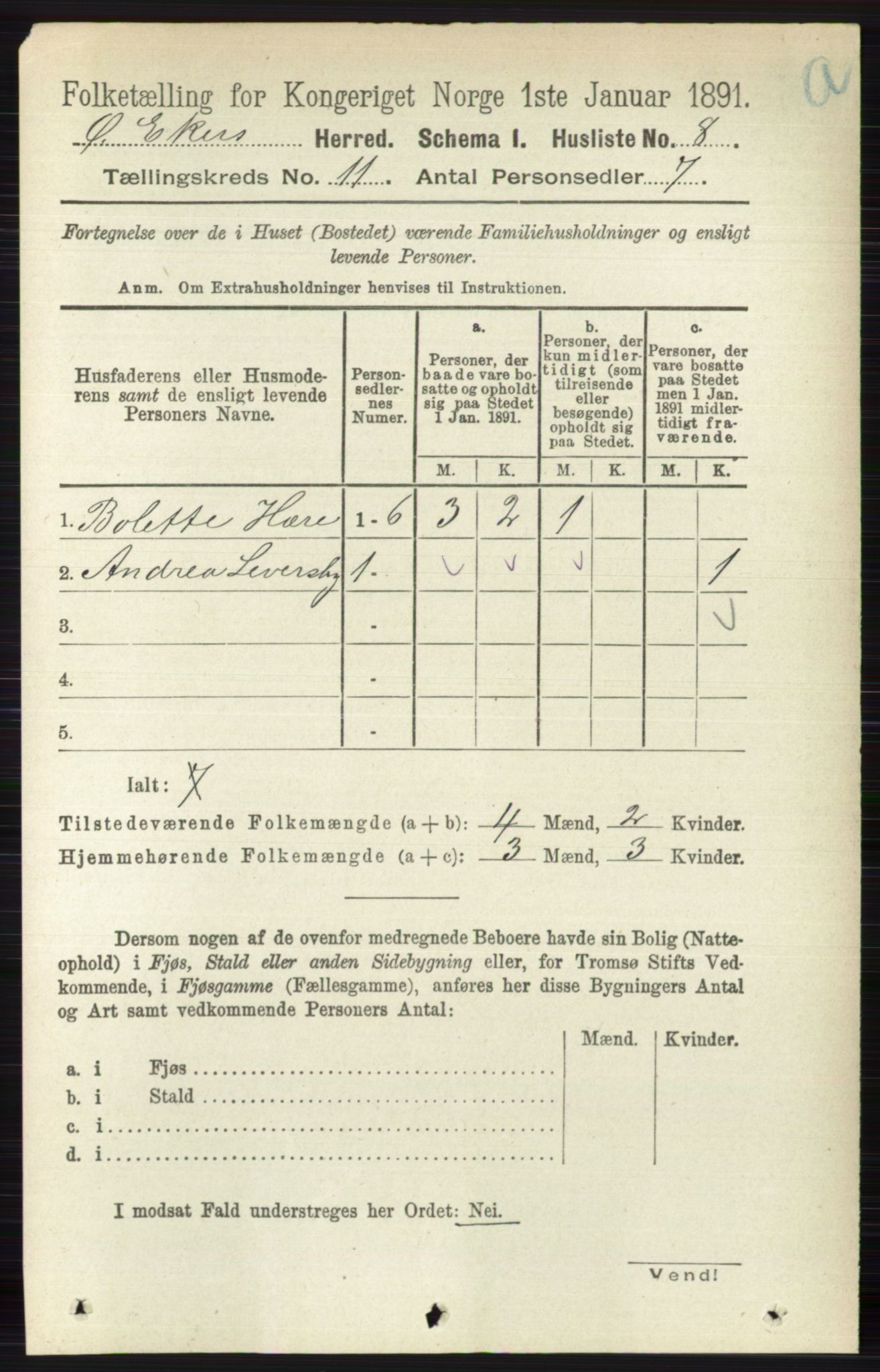RA, 1891 census for 0624 Øvre Eiker, 1891, p. 4499