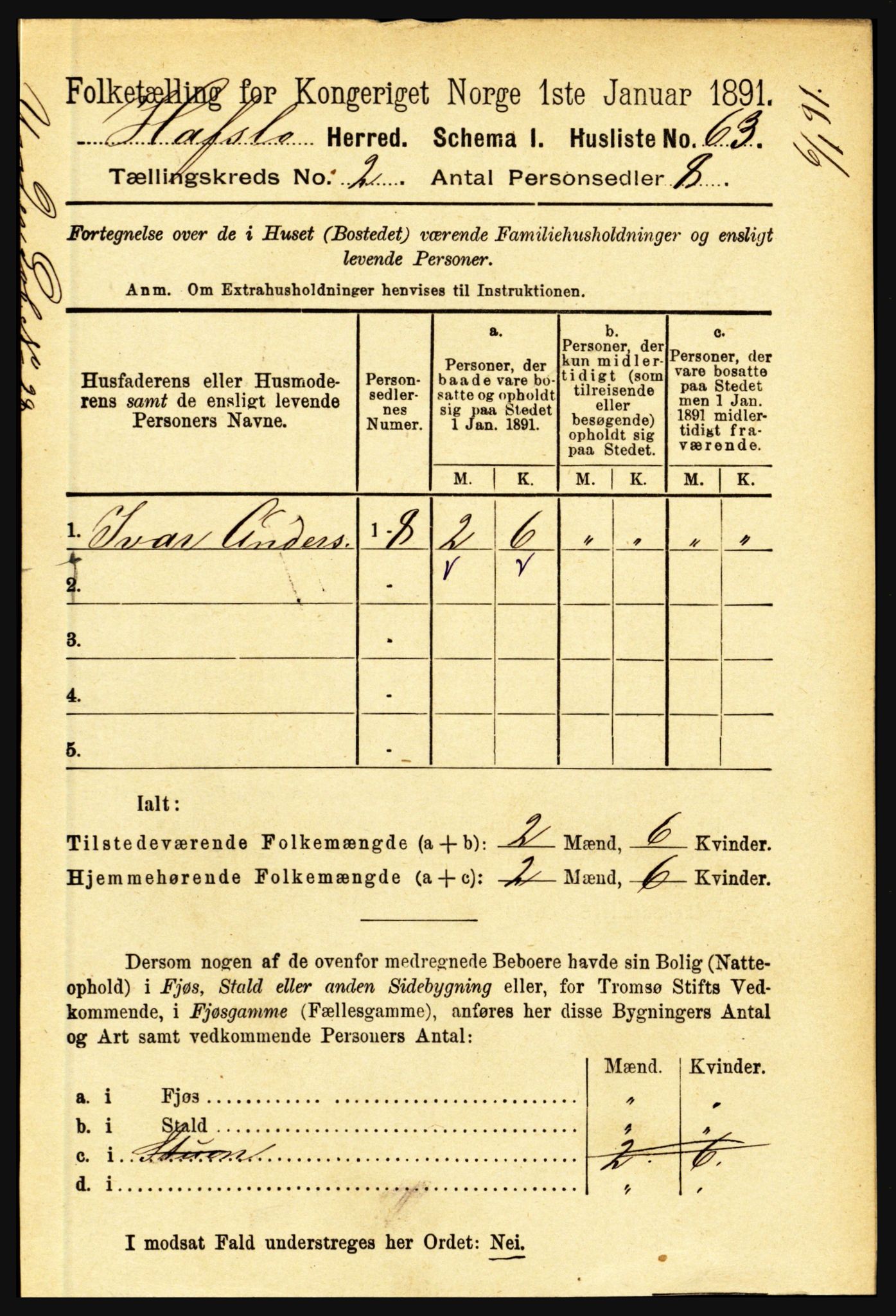 RA, 1891 census for 1425 Hafslo, 1891, p. 540