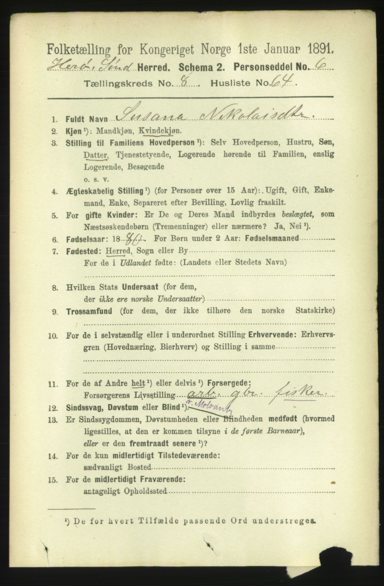 RA, 1891 census for 1515 Herøy, 1891, p. 3595