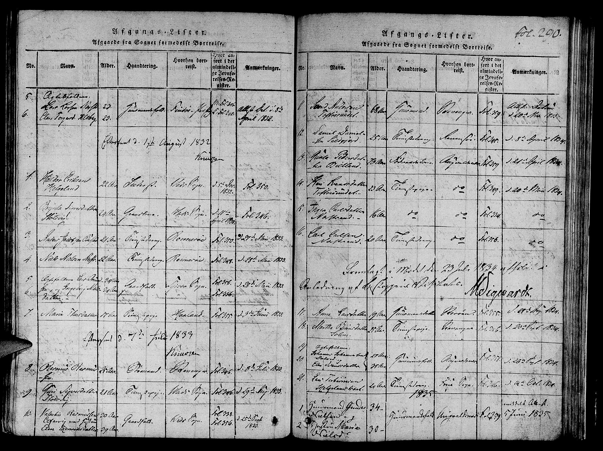 Nedstrand sokneprestkontor, AV/SAST-A-101841/01/IV: Parish register (official) no. A 6, 1816-1838, p. 290