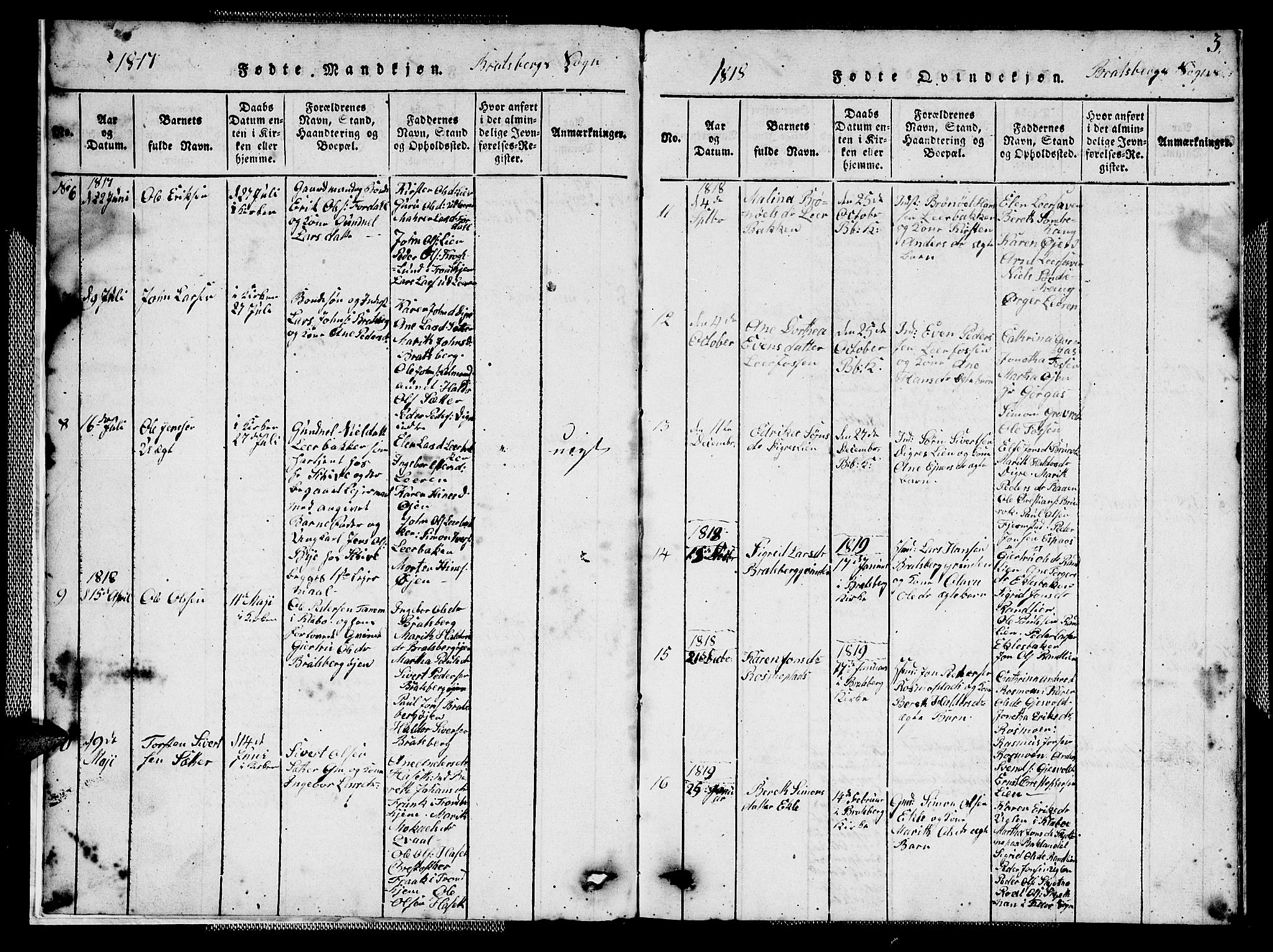Ministerialprotokoller, klokkerbøker og fødselsregistre - Sør-Trøndelag, SAT/A-1456/608/L0336: Parish register (copy) no. 608C02, 1817-1827, p. 3