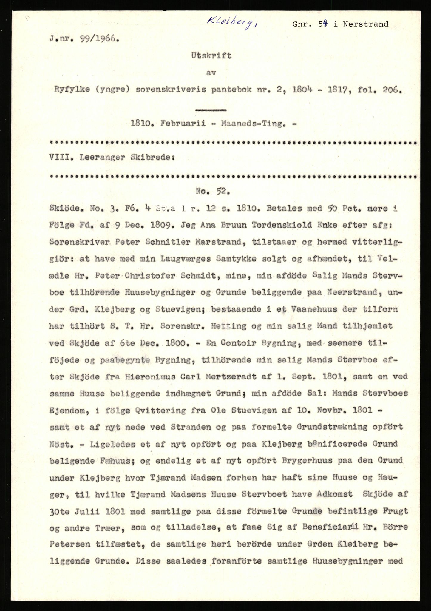 Statsarkivet i Stavanger, AV/SAST-A-101971/03/Y/Yj/L0047: Avskrifter sortert etter gårdsnavn: Kirketeigen - Klovning, 1750-1930, p. 253