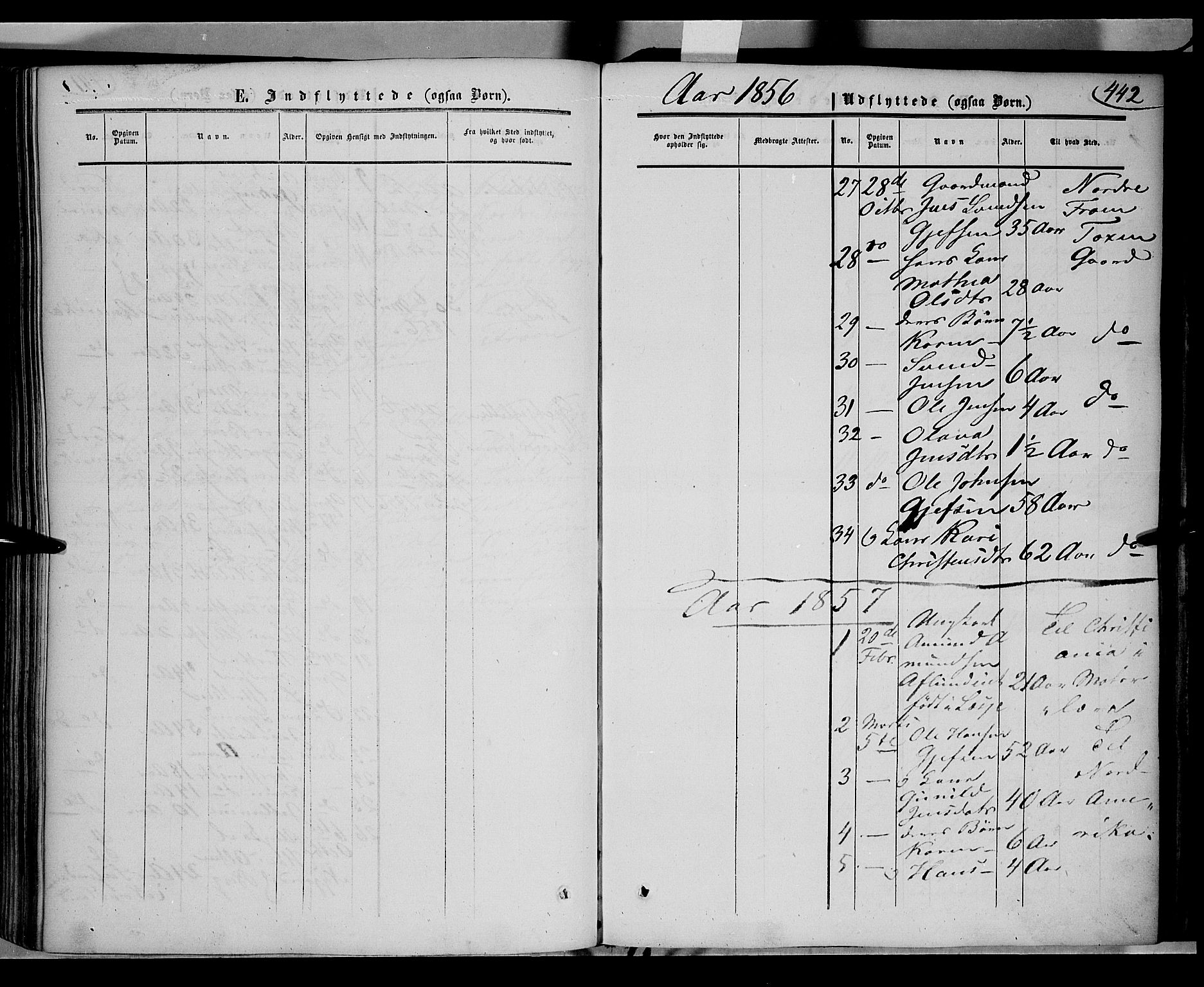 Gausdal prestekontor, AV/SAH-PREST-090/H/Ha/Haa/L0008: Parish register (official) no. 8, 1850-1861, p. 442