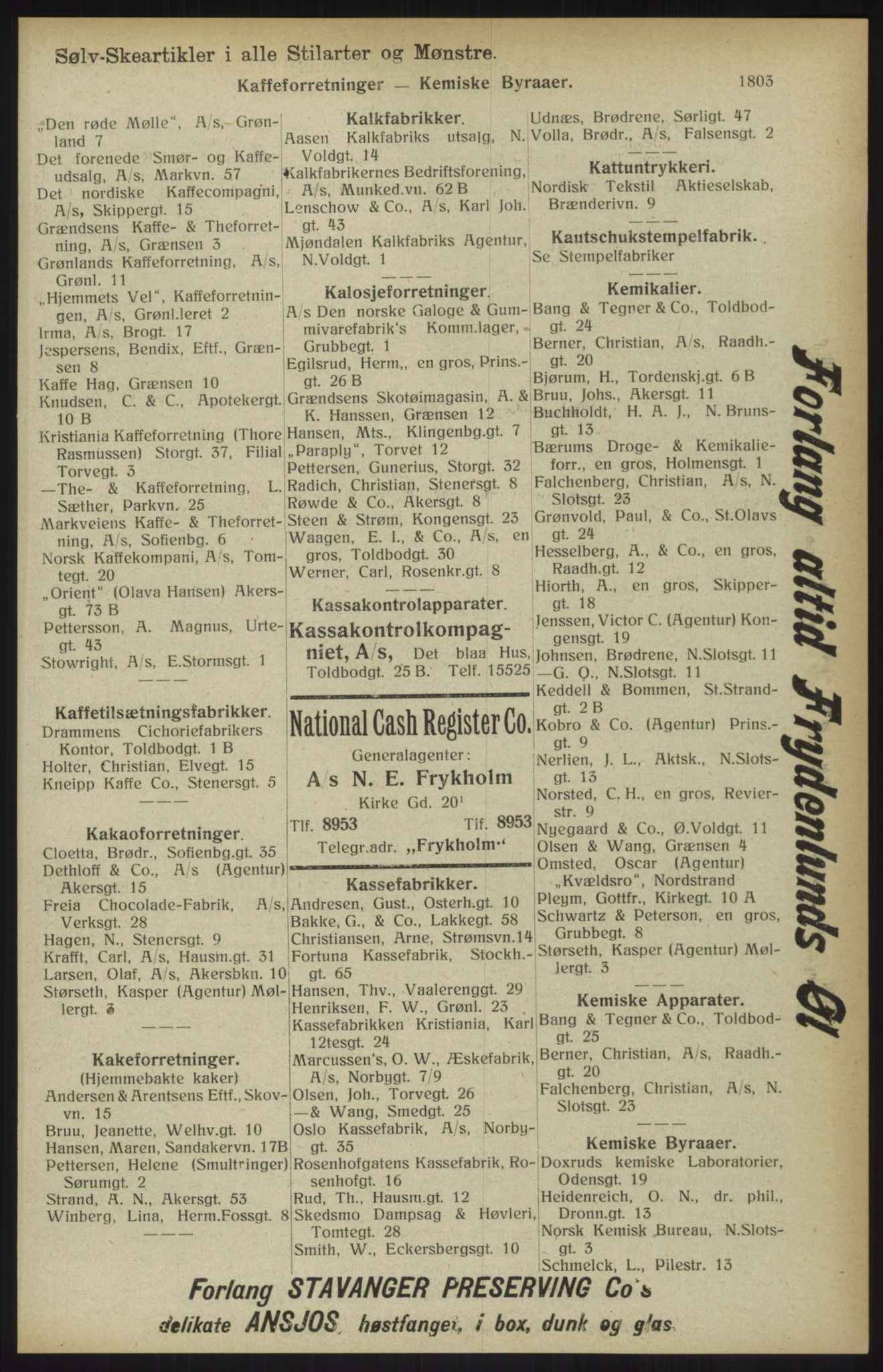 Kristiania/Oslo adressebok, PUBL/-, 1914, p. 1803