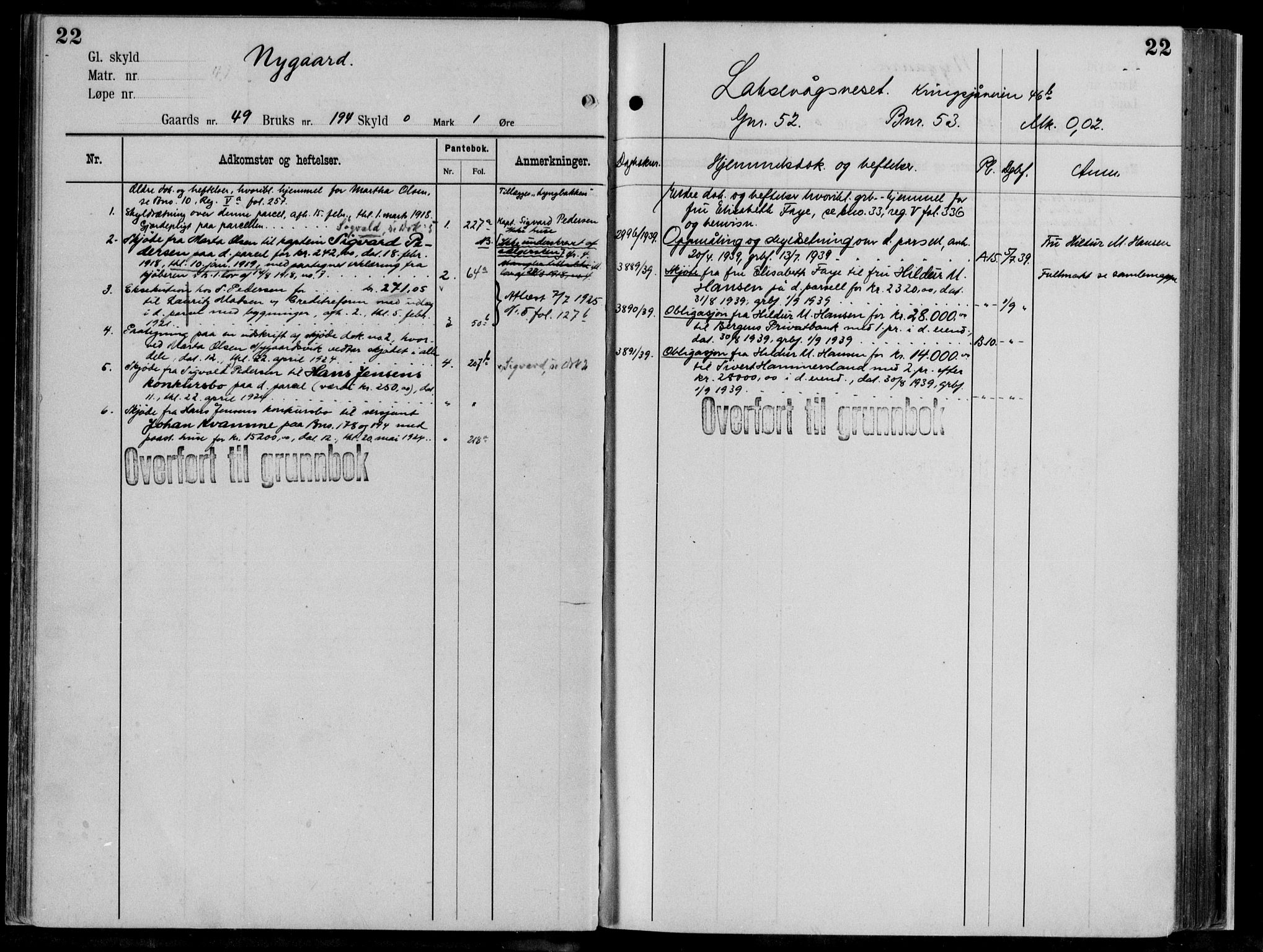 Midhordland sorenskriveri, AV/SAB-A-3001/1/G/Ga/Gab/L0111: Mortgage register no. II.A.b.111, p. 22