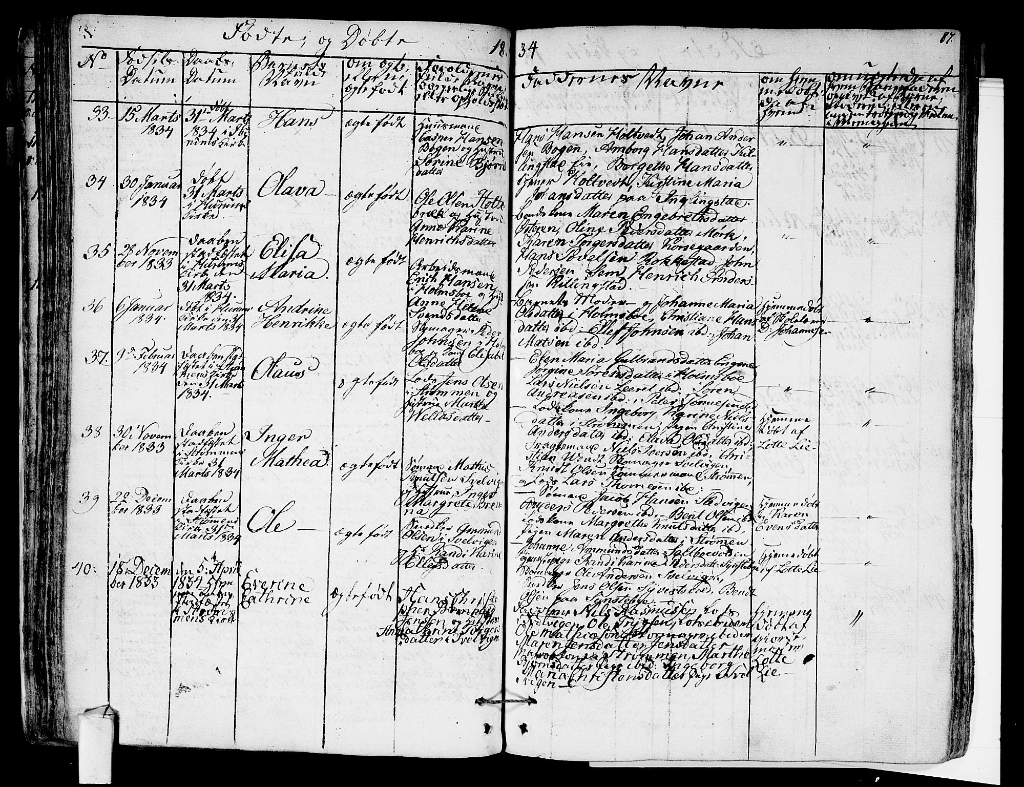 Hurum kirkebøker, AV/SAKO-A-229/F/Fa/L0010: Parish register (official) no. 10, 1827-1846, p. 87