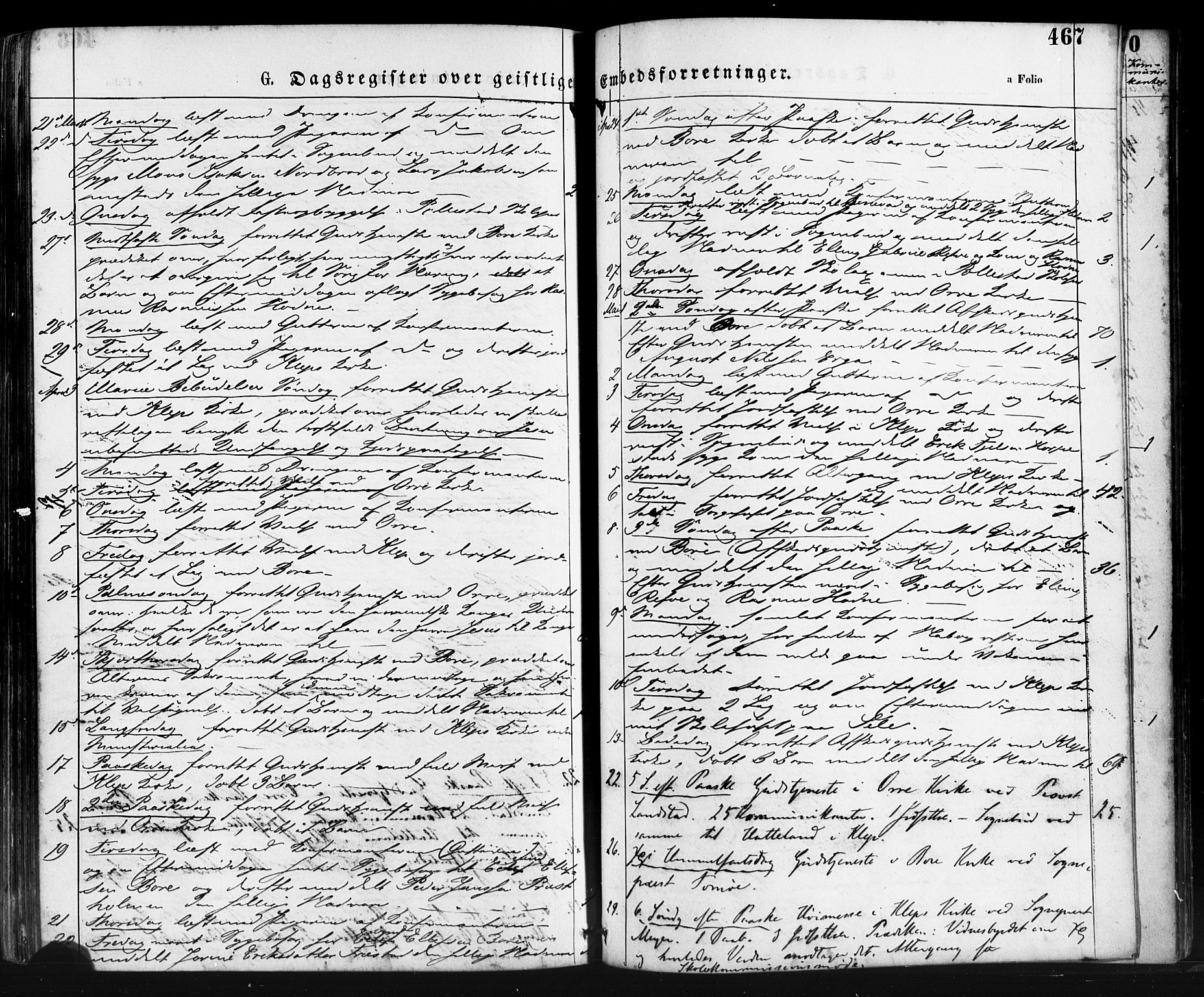 Klepp sokneprestkontor, AV/SAST-A-101803/001/3/30BA/L0006: Parish register (official) no. A 6, 1871-1885, p. 467