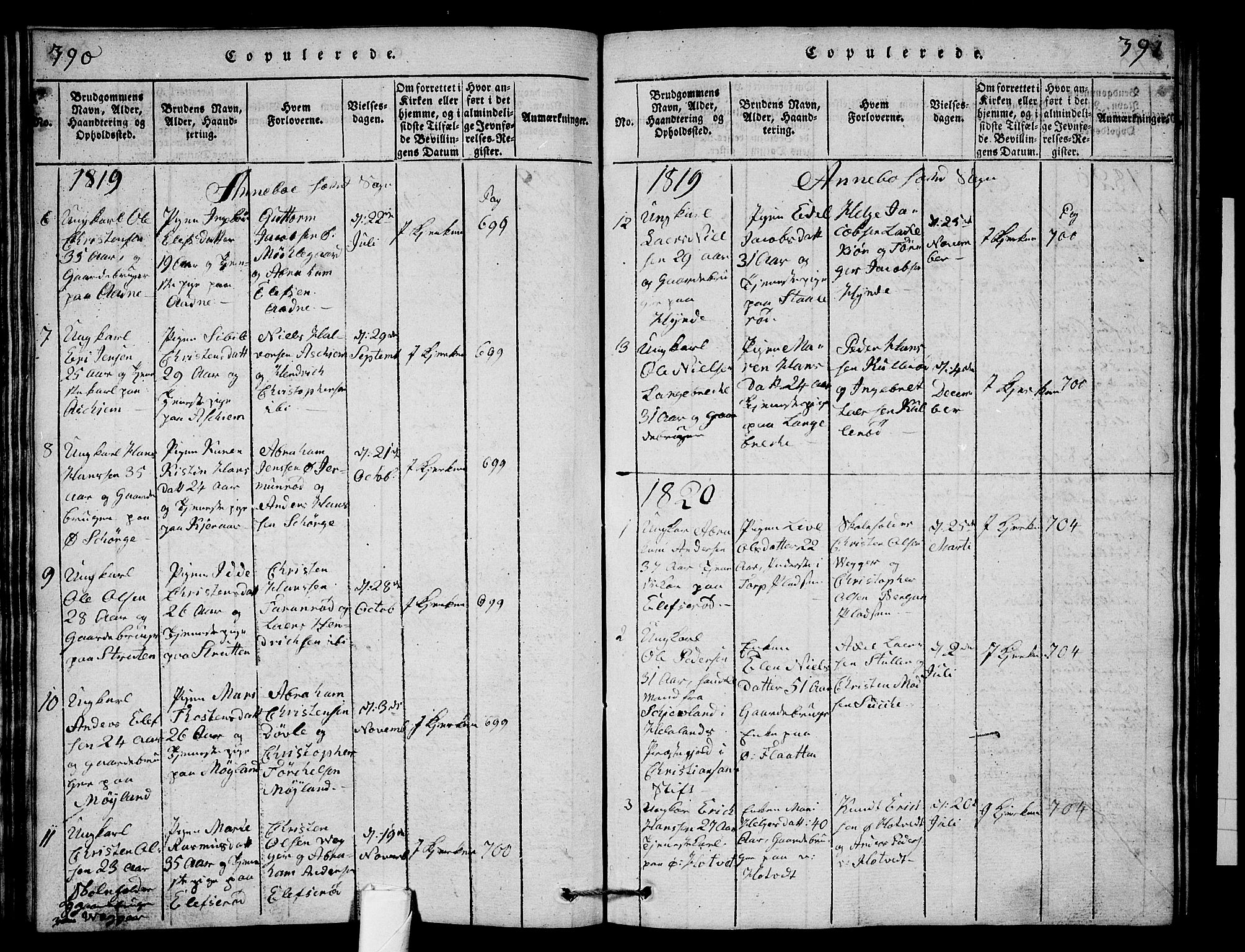 Andebu kirkebøker, AV/SAKO-A-336/G/Ga/L0001: Parish register (copy) no. I 1 /1, 1815-1823, p. 390-391