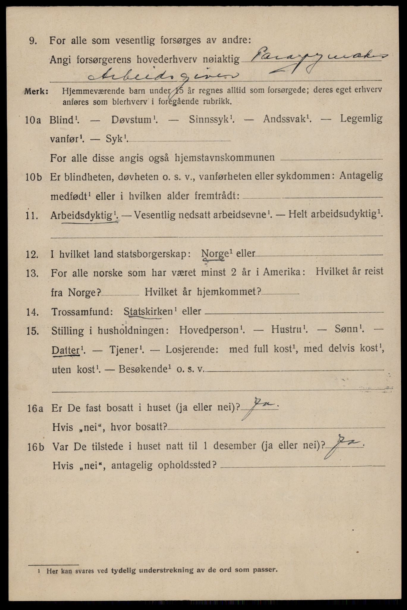 SAST, 1920 census for Stavanger, 1920, p. 89001