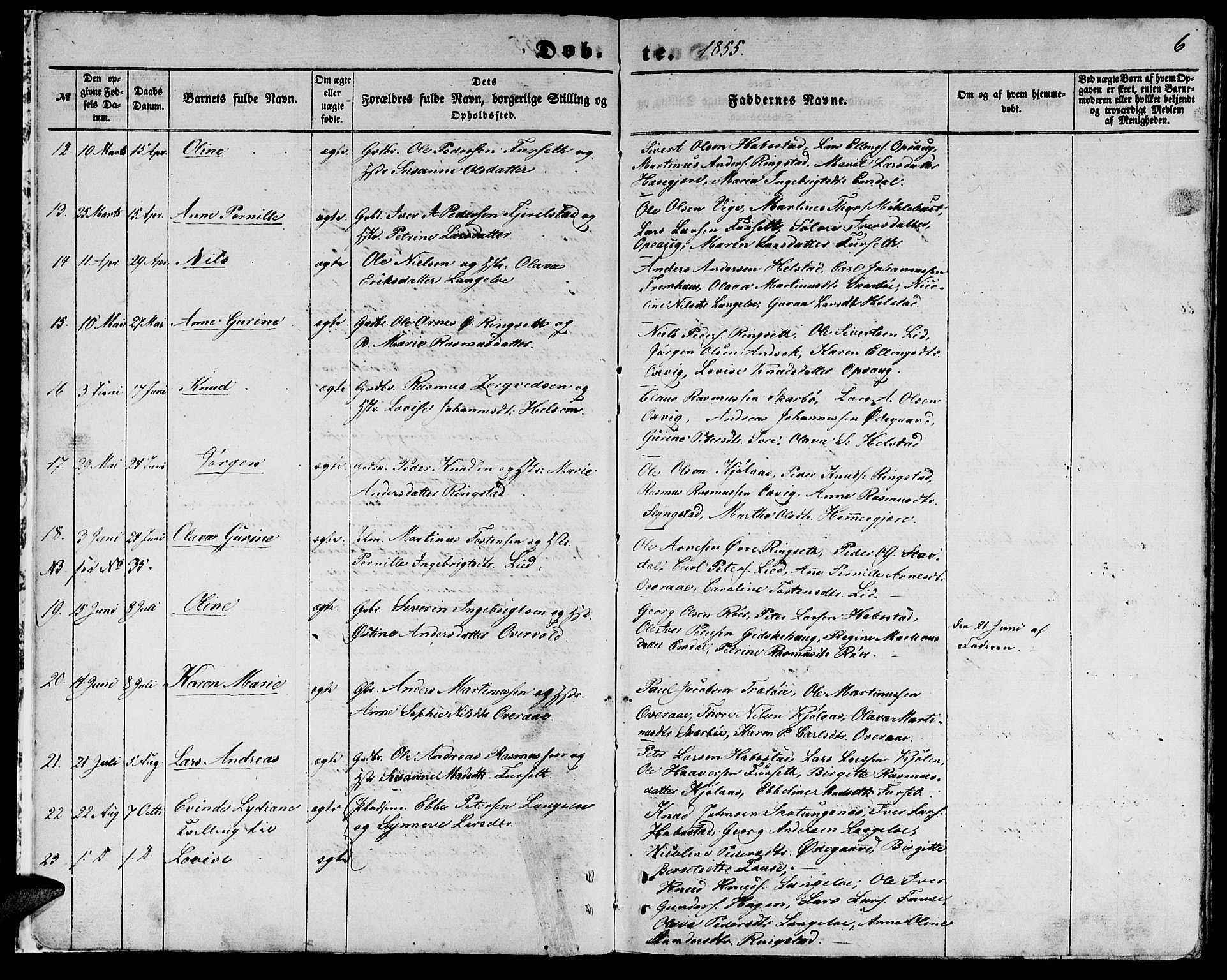 Ministerialprotokoller, klokkerbøker og fødselsregistre - Møre og Romsdal, AV/SAT-A-1454/520/L0291: Parish register (copy) no. 520C03, 1854-1881, p. 6