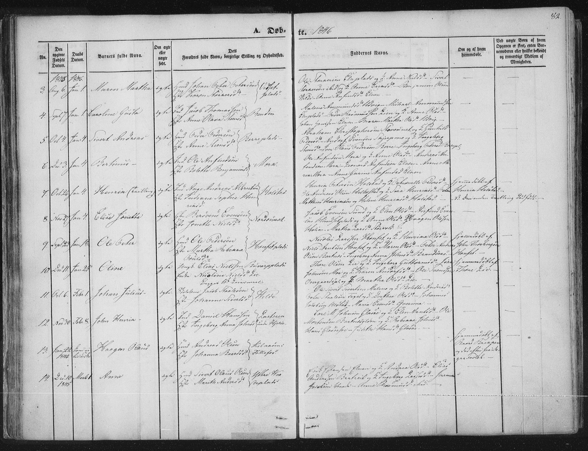 Ministerialprotokoller, klokkerbøker og fødselsregistre - Nord-Trøndelag, SAT/A-1458/741/L0392: Parish register (official) no. 741A06, 1836-1848, p. 82
