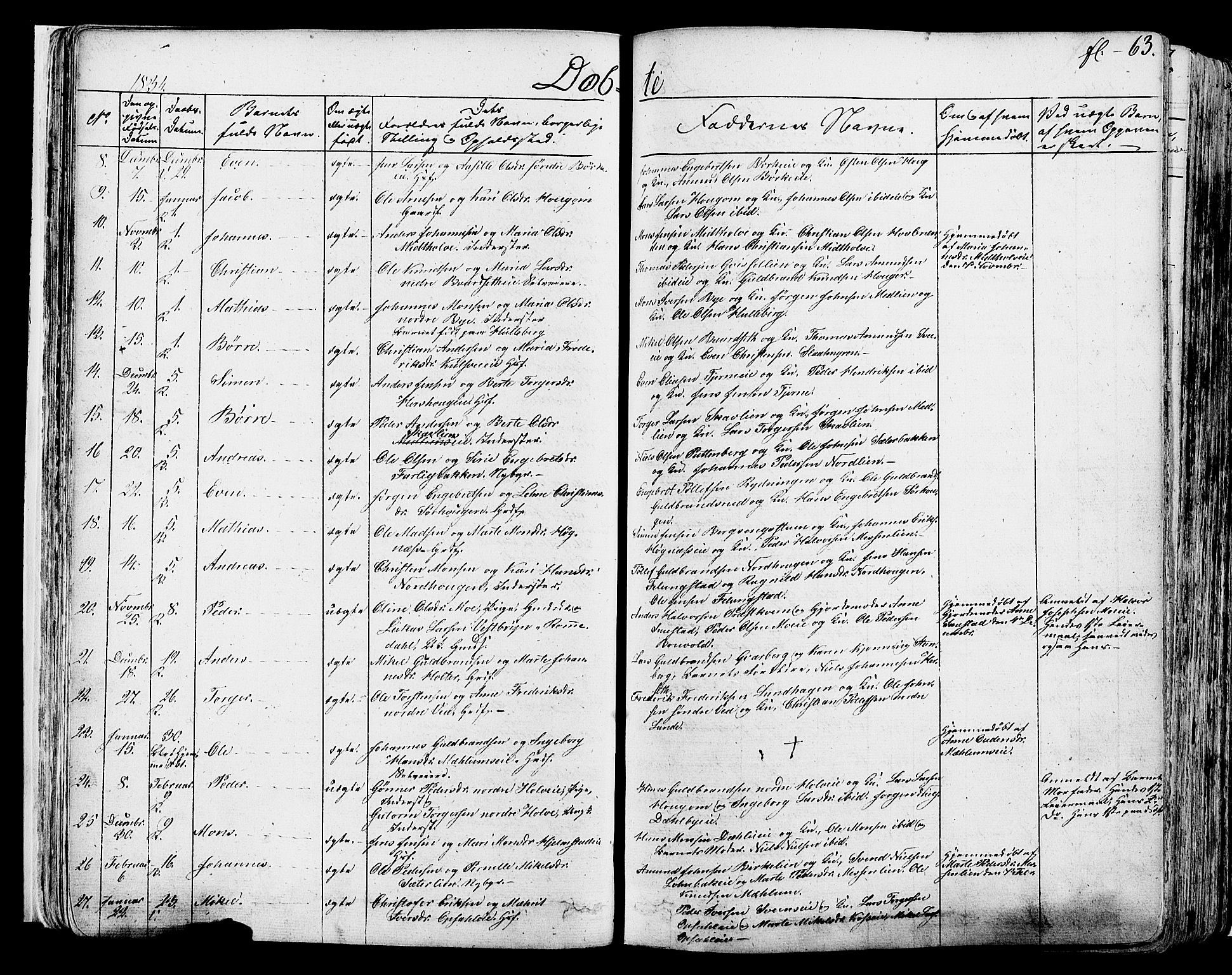 Ringsaker prestekontor, AV/SAH-PREST-014/K/Ka/L0007: Parish register (official) no. 7A, 1826-1837, p. 63