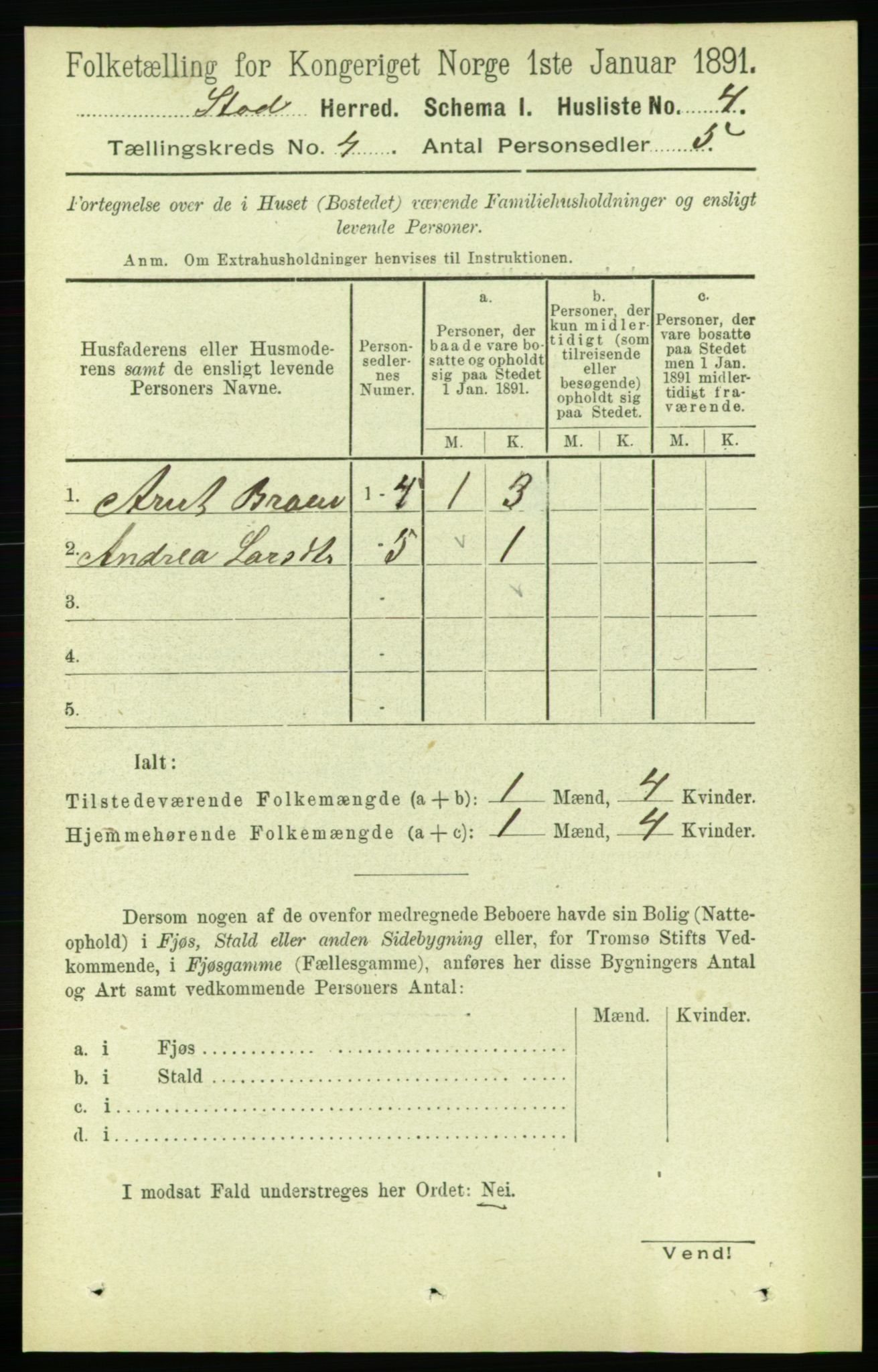 RA, 1891 census for 1734 Stod, 1891, p. 1691