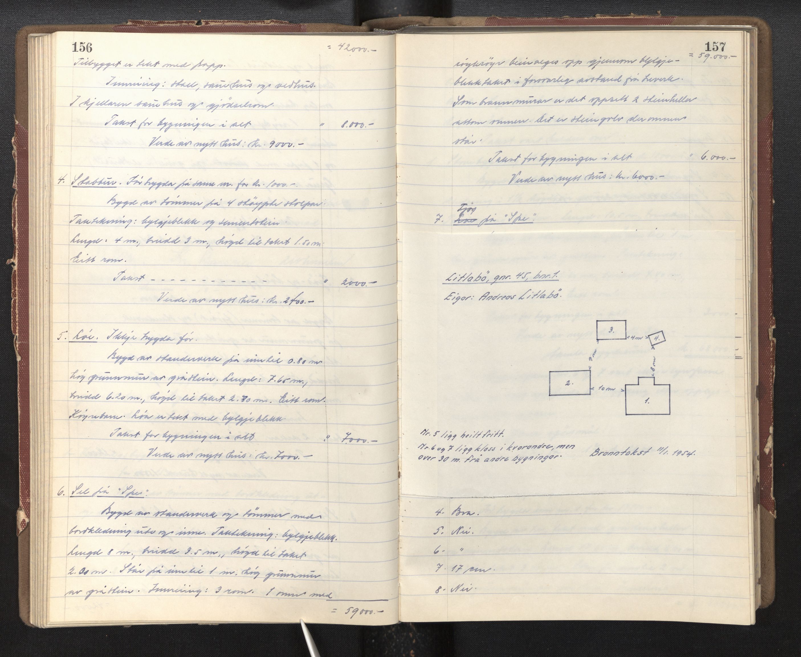 Lensmannen i Sogndal, AV/SAB-A-29901/0012/L0007: Branntakstprotokoll, 1952-1955, p. 156-157