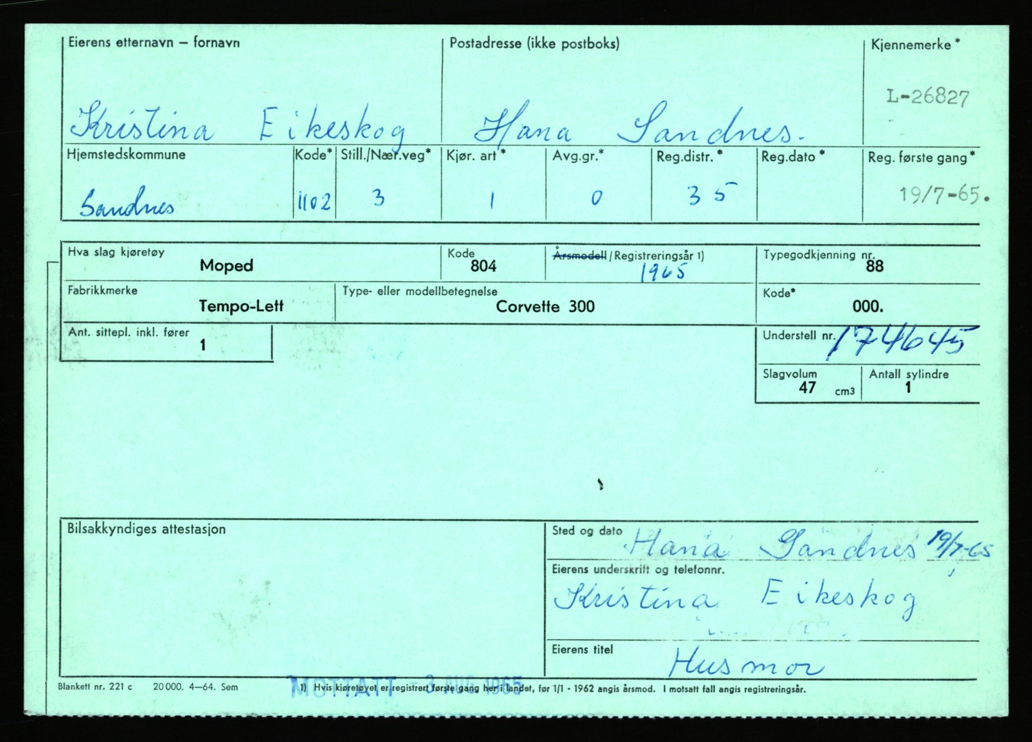 Stavanger trafikkstasjon, AV/SAST-A-101942/0/F/L0044: L-26300 - L-26999, 1930-1971, p. 1485