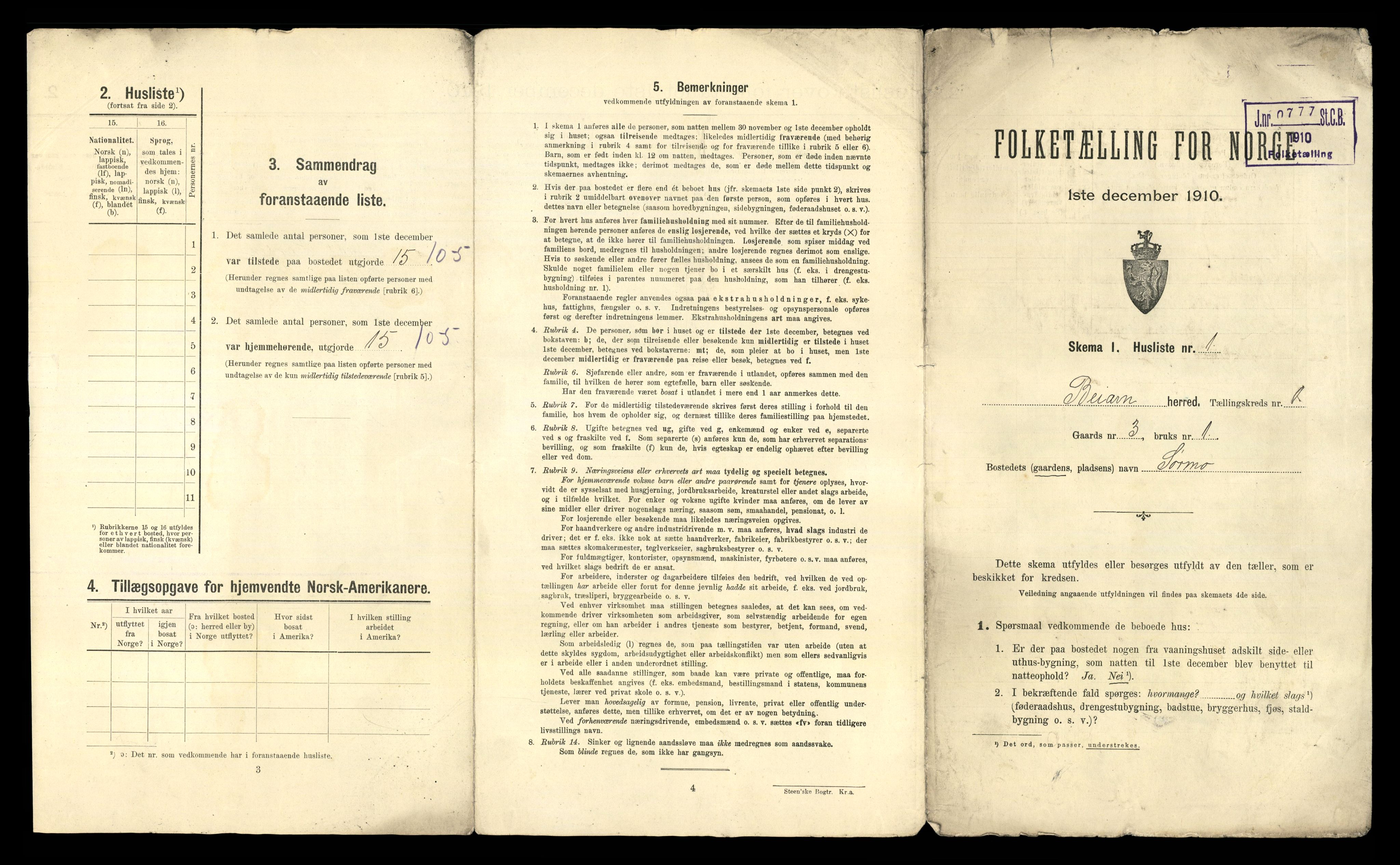 RA, 1910 census for Beiarn, 1910, p. 29